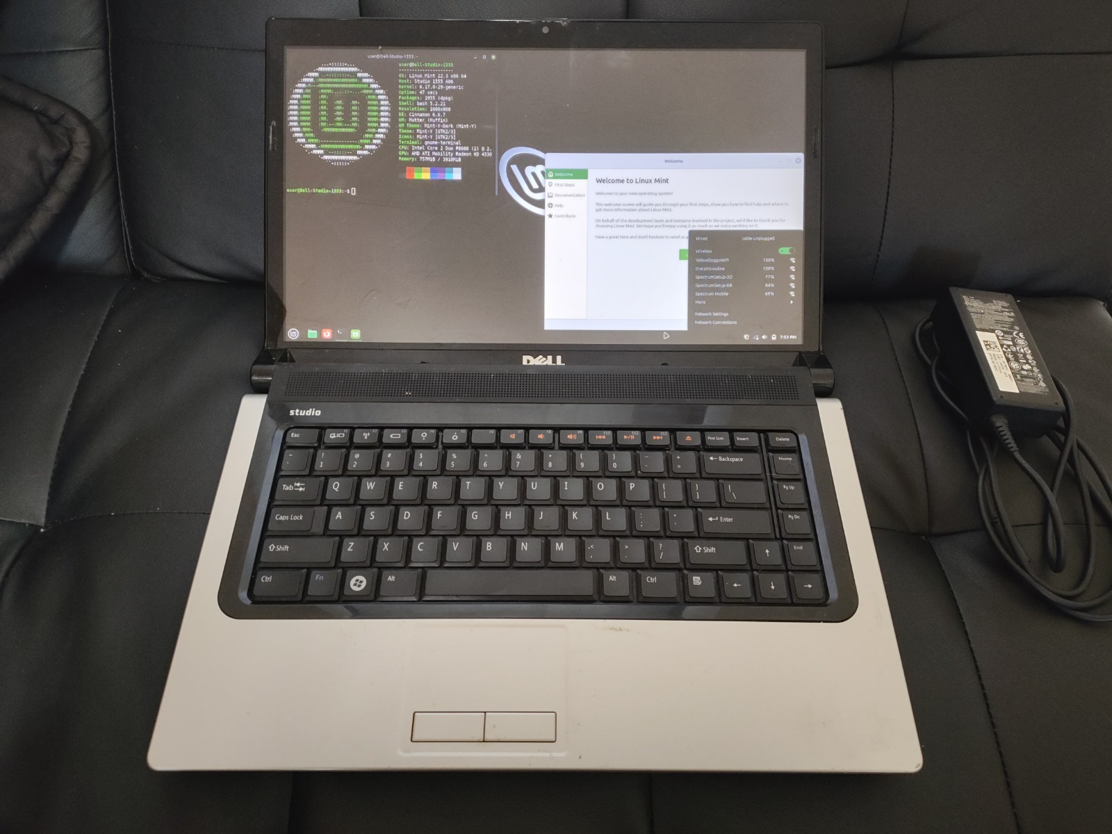 Dell Studio 1555 15.6″ Core 2 Duo 2.40GHz 120 GB SSD Linux Mint w/ Charger