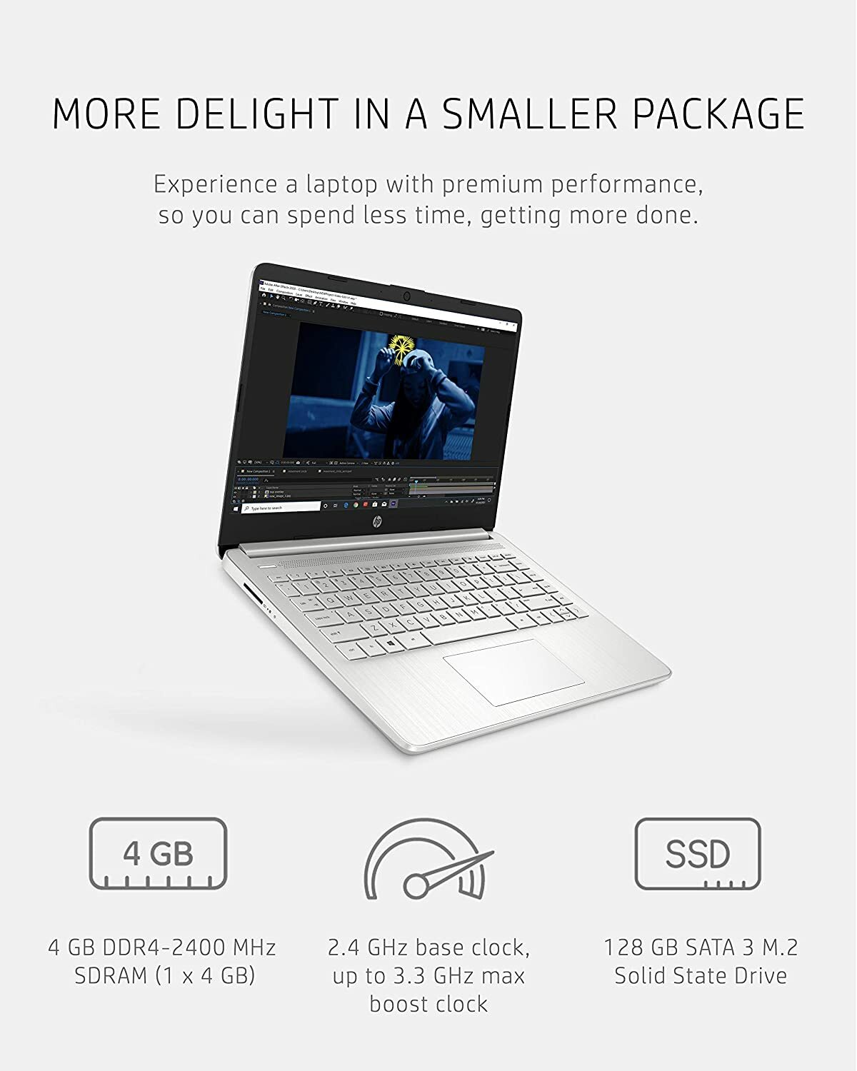 NEW HP 14-fq0090nr Laptop 14″ 4GB RAM 128GB SSD Notebook AMD Athlon Gold