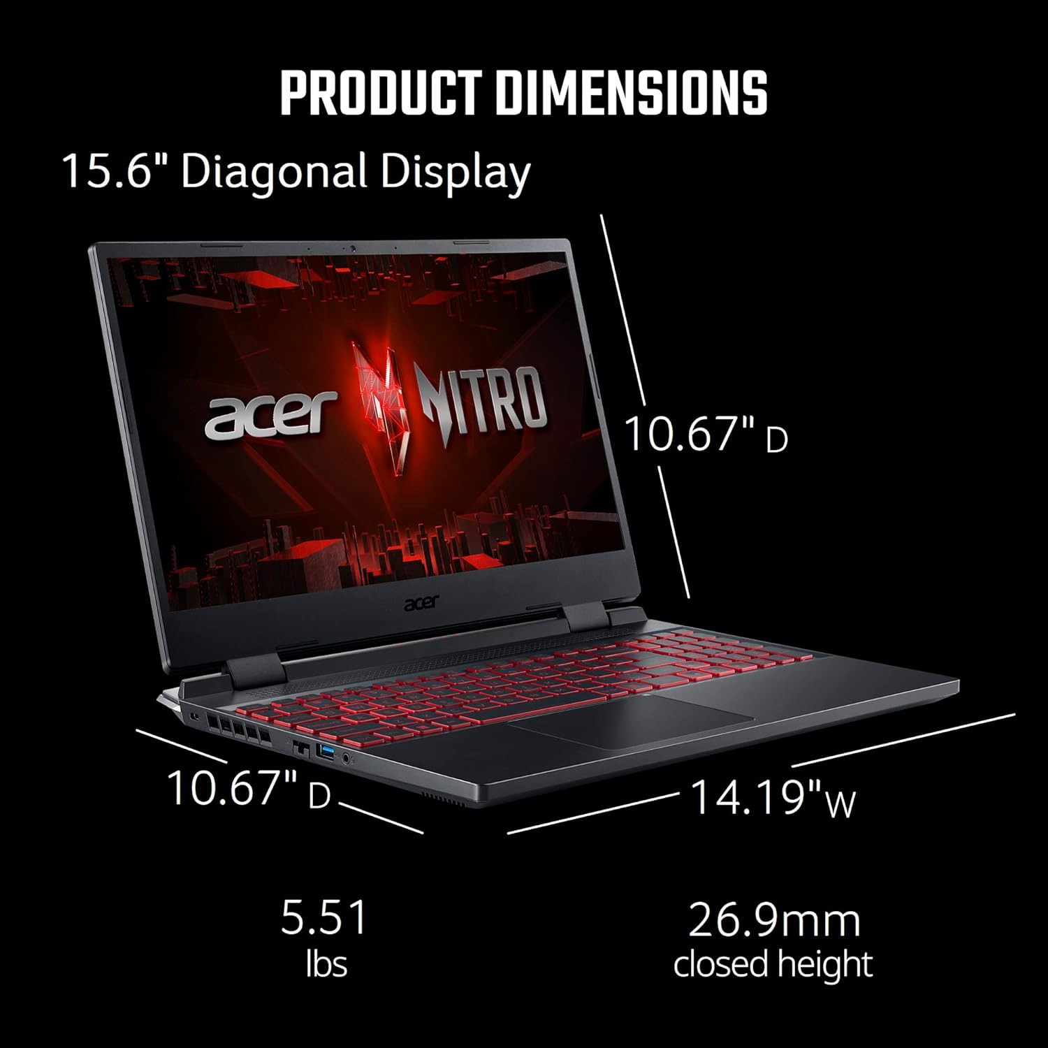 Nitro 5 AN515-58-57Y8 Gaming Laptop | Intel Core I5-12500H | NVIDIA Geforce RTX