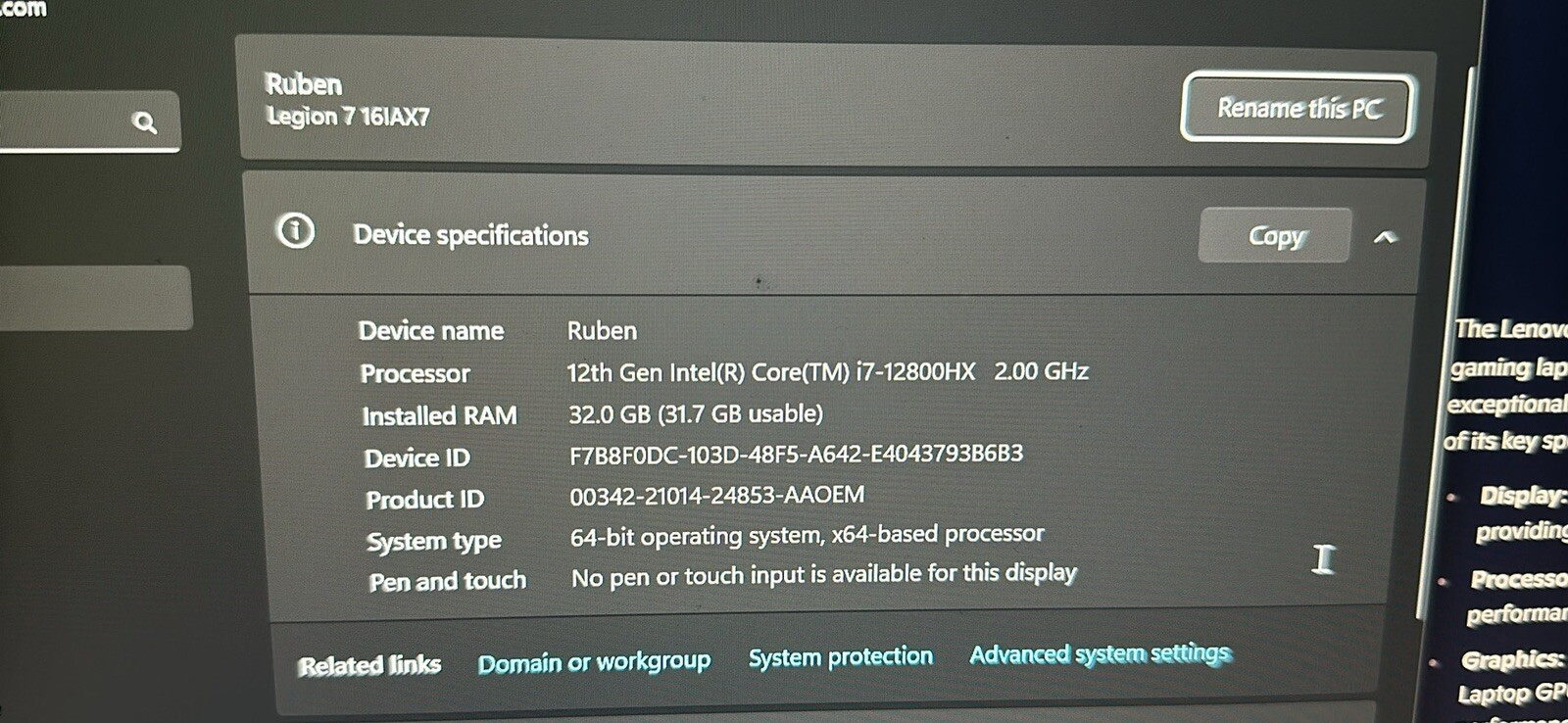 laptop lenovo legion 7