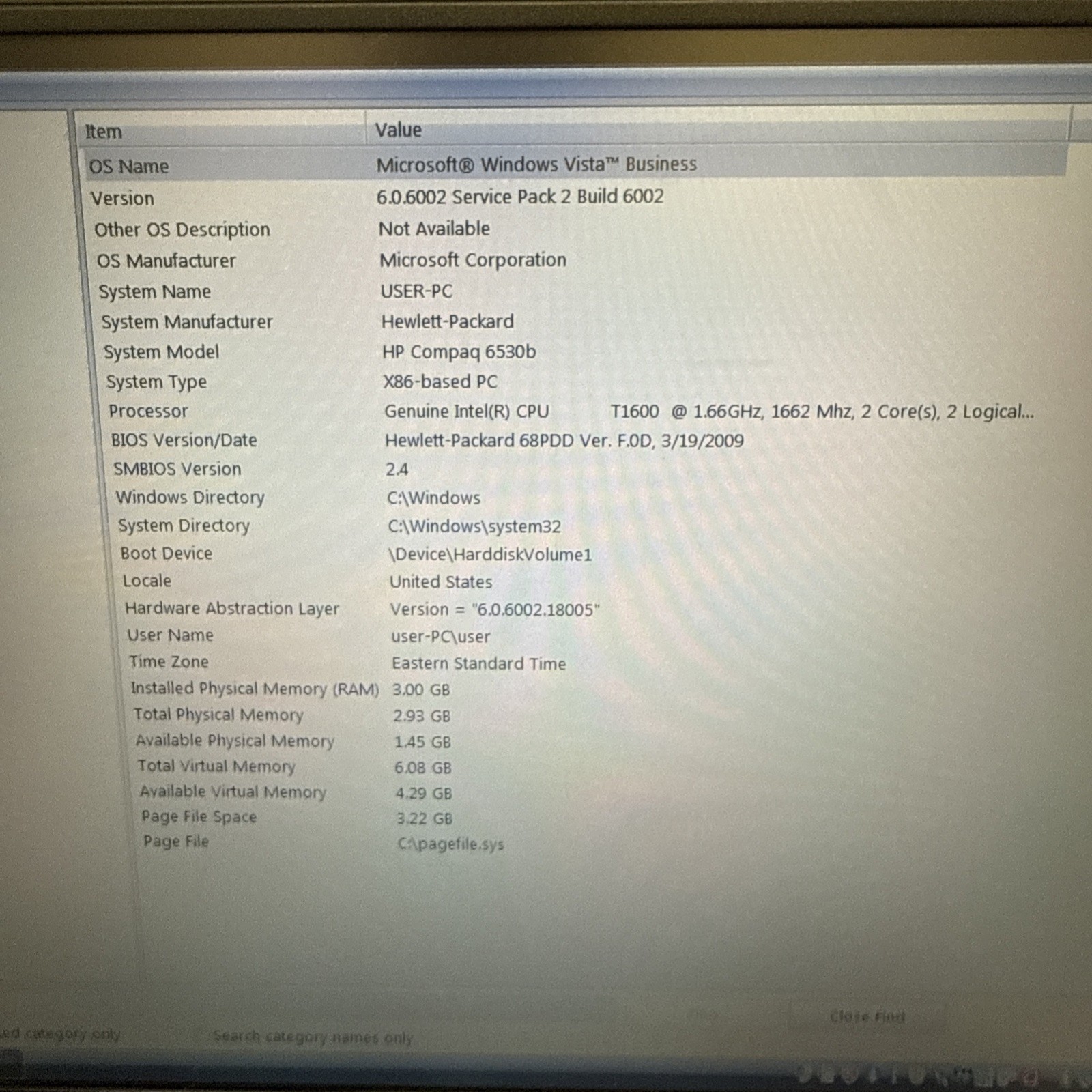HP Compaq 6530b Intel Celeron CPU T1600 1.66GHZ 3GB RAM 150GB HDD Windows Vista
