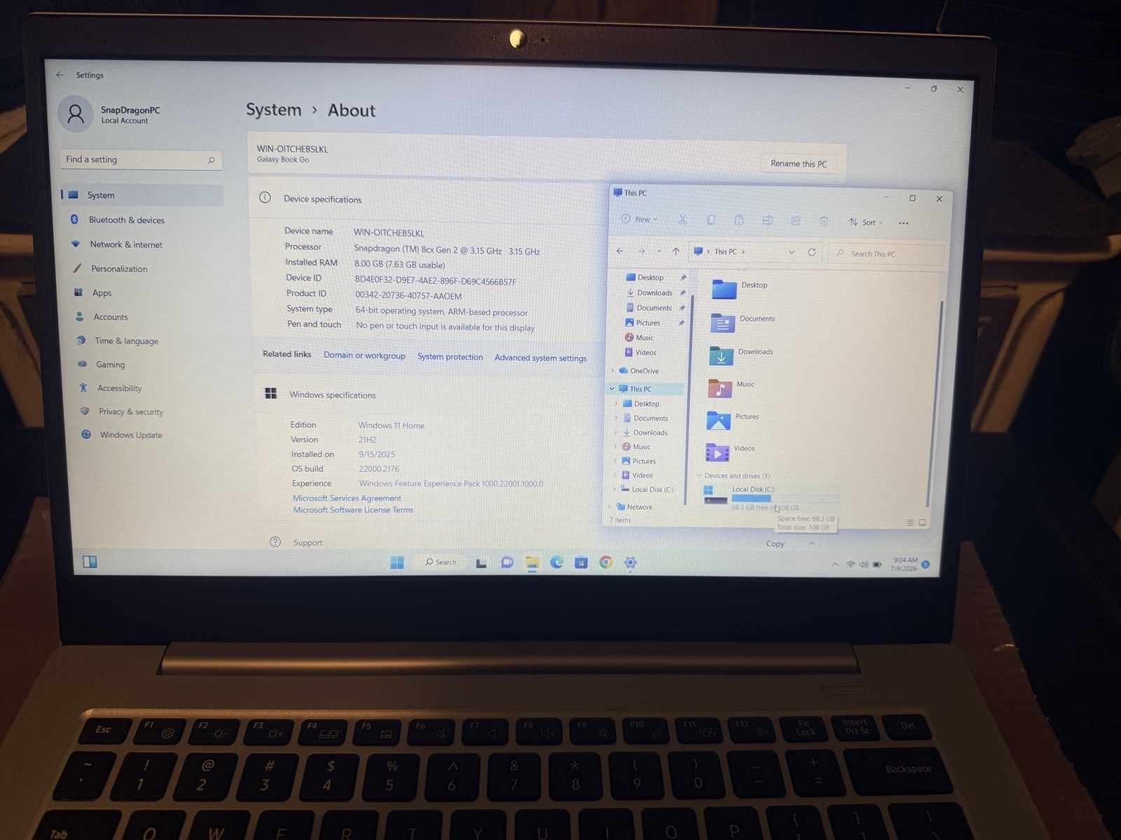 SAMSUNG GALAXY BOOK GO 14″ NP340XLA KA-2 Snapdragon 3.15GHz 8GB RAM ARM64 Laptop