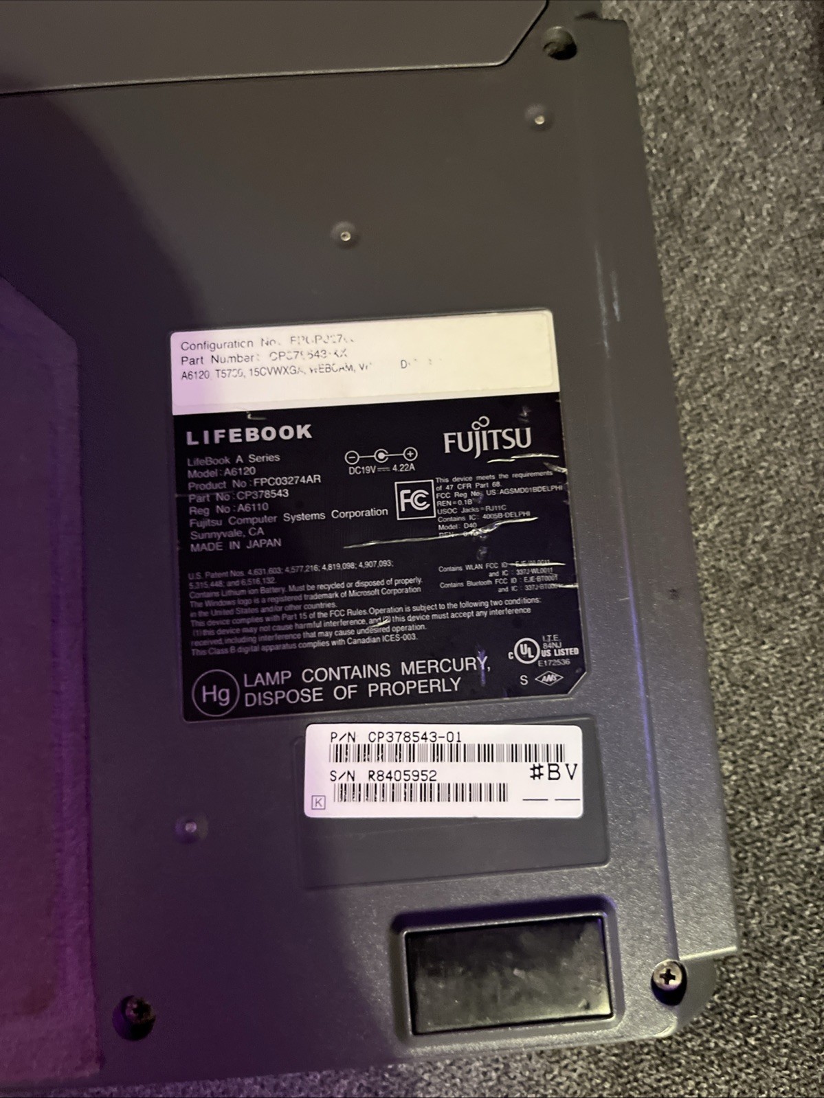 Fujitsu Lifebook A6120 Core 2 Duo, 3GB RAM, Windows Vista Tested And Works