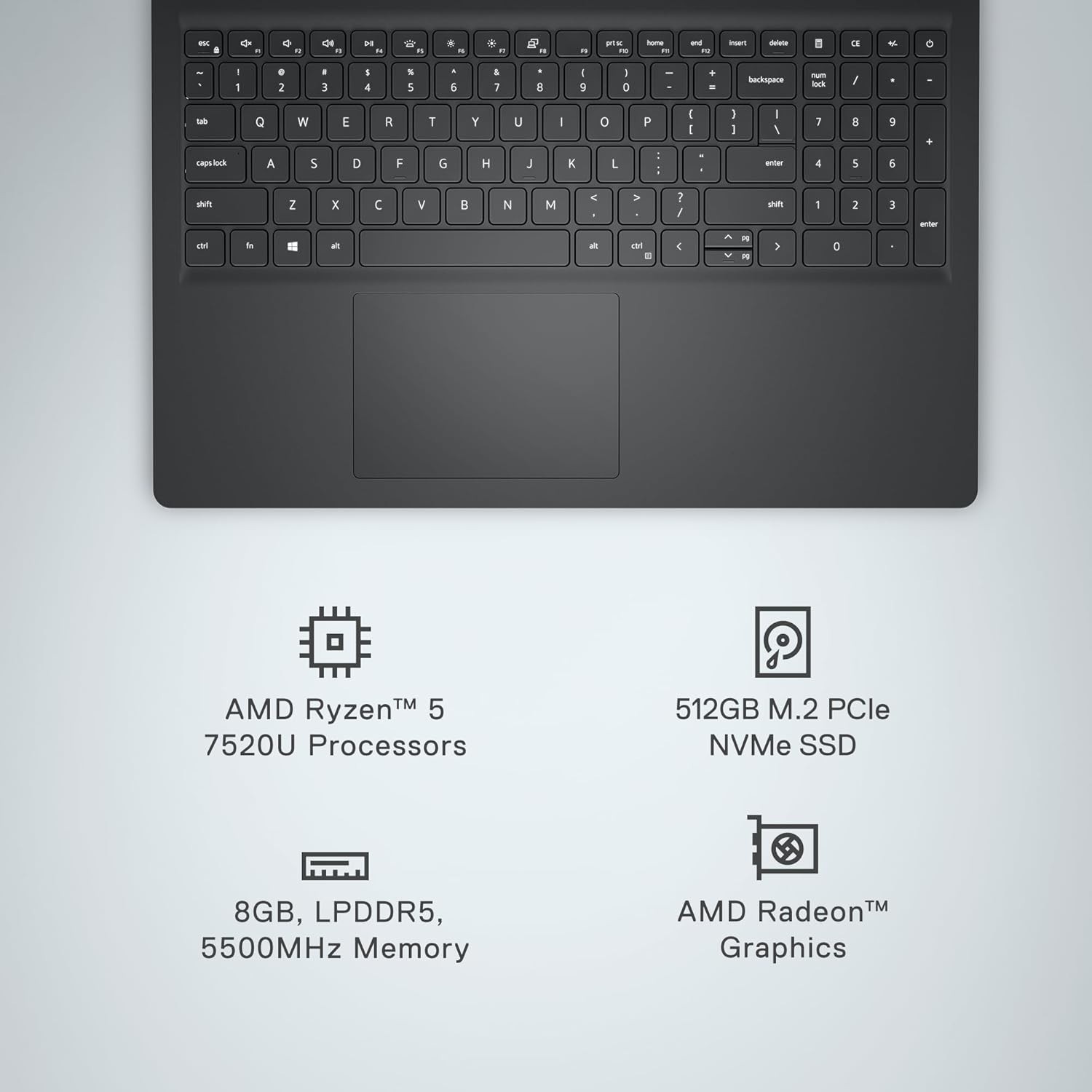 NEW Dell Inspiron 15 3535 15.6″ AMD Ryzen5 7520U 512 GB SSD 8 GB Win 11 BLACK
