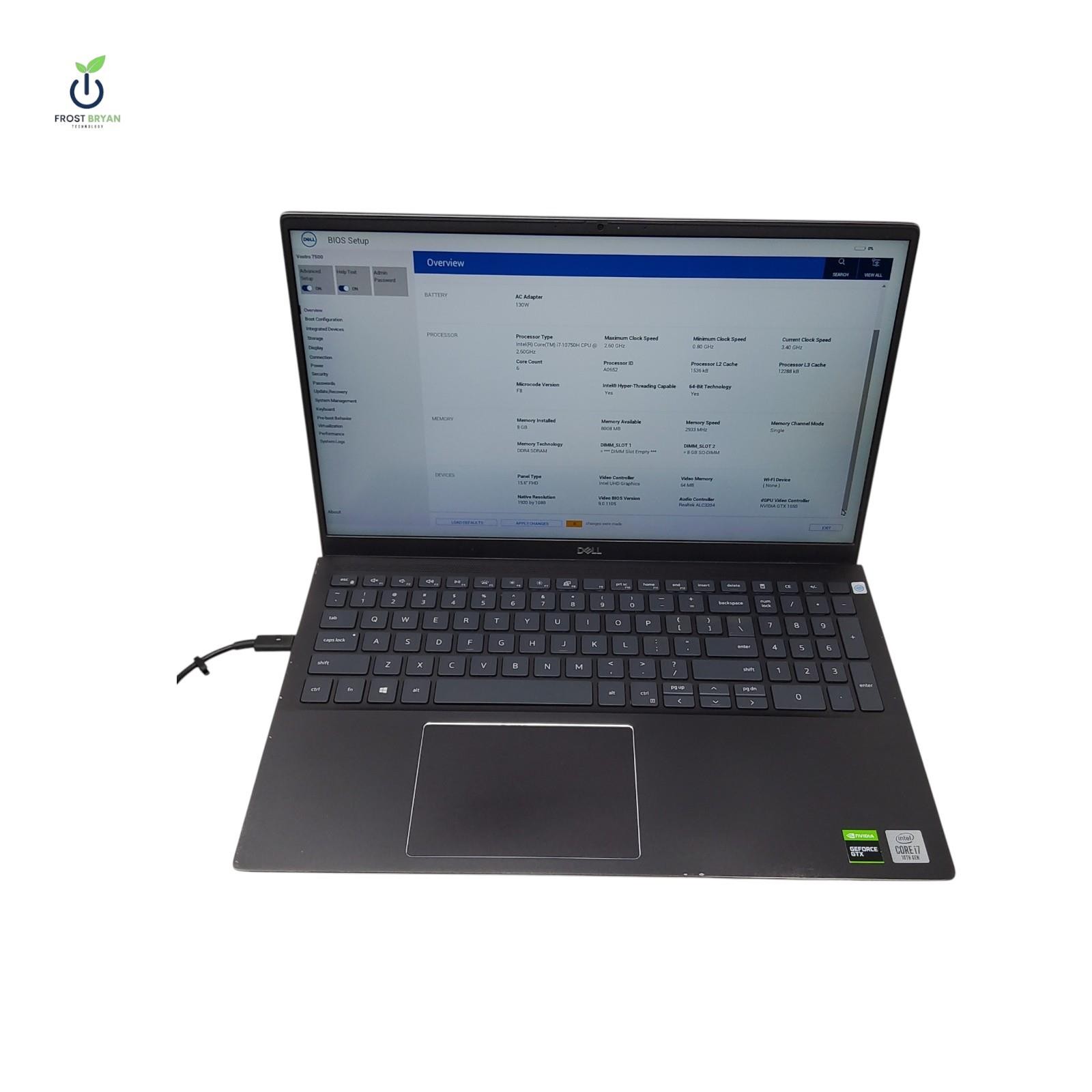DELL Vostro 7500 Laptop i7-10750H@2.60GHz 8GB No SSD/OS/Batt Grade D [READ]