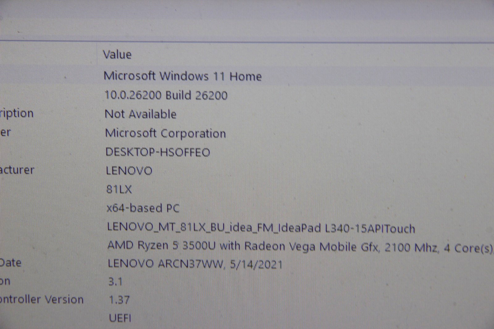 Lenovo IP L340-15API 15.6″ Laptop AMD R5 3500U 8 GB RAM 256 GB SSD No Charger