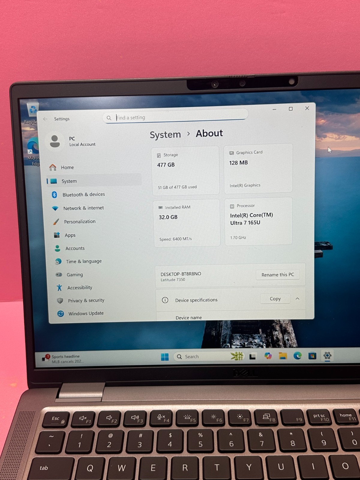 Dell latitude 7350 13.3″ Core Ultra 7 1.7GHz 32GB RAM 500GB SSD