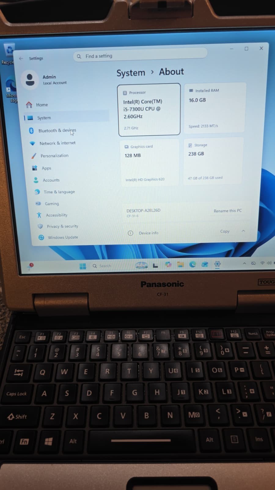 Panasonic Toughbook CF-31 MK6 i5-7300U 16GB 256GB SSD 4G GPS Rugged Laptop