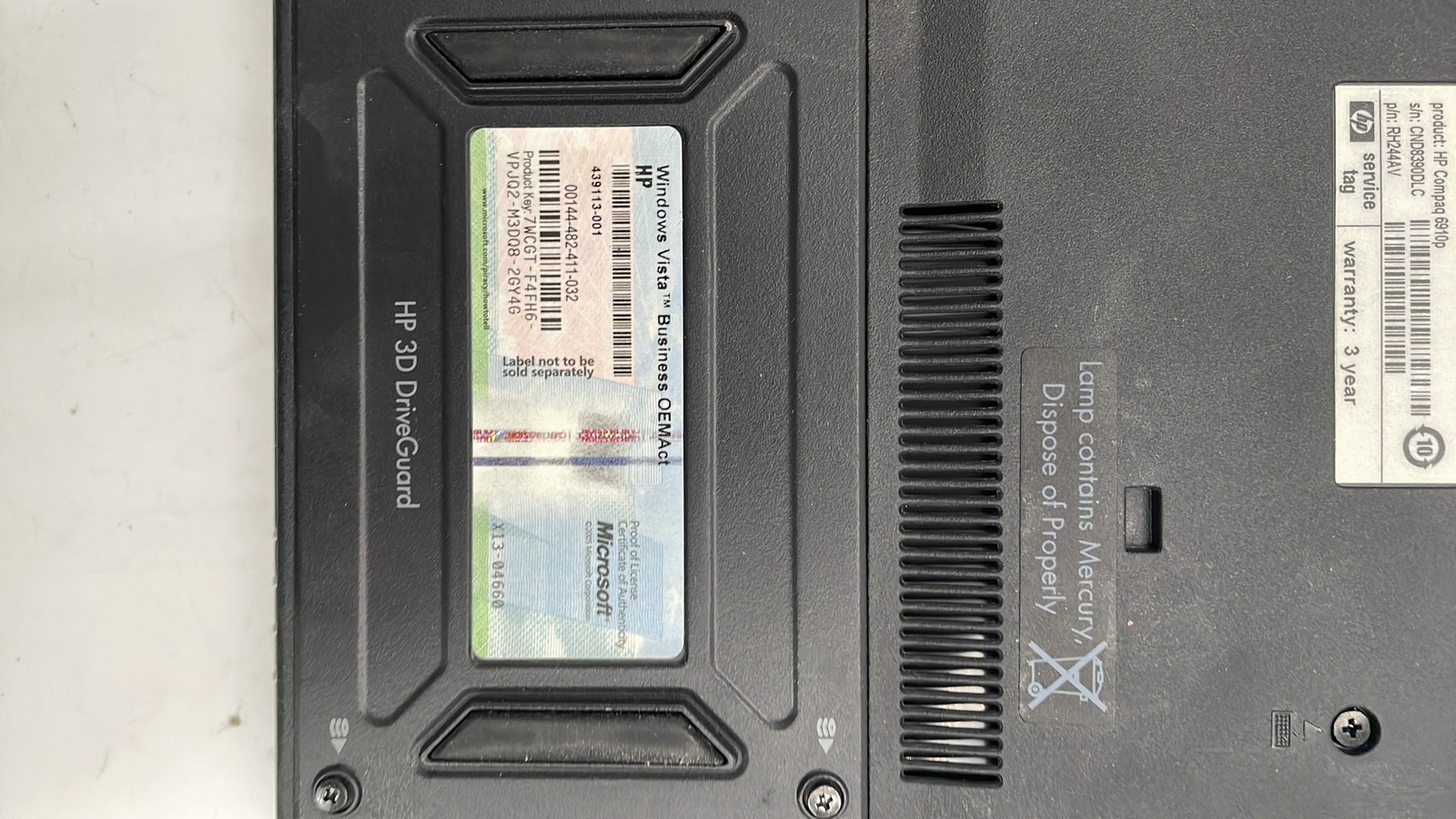 HP Compaq 6910p Intel Centrino SN CND8390DLC 14″ Laptop