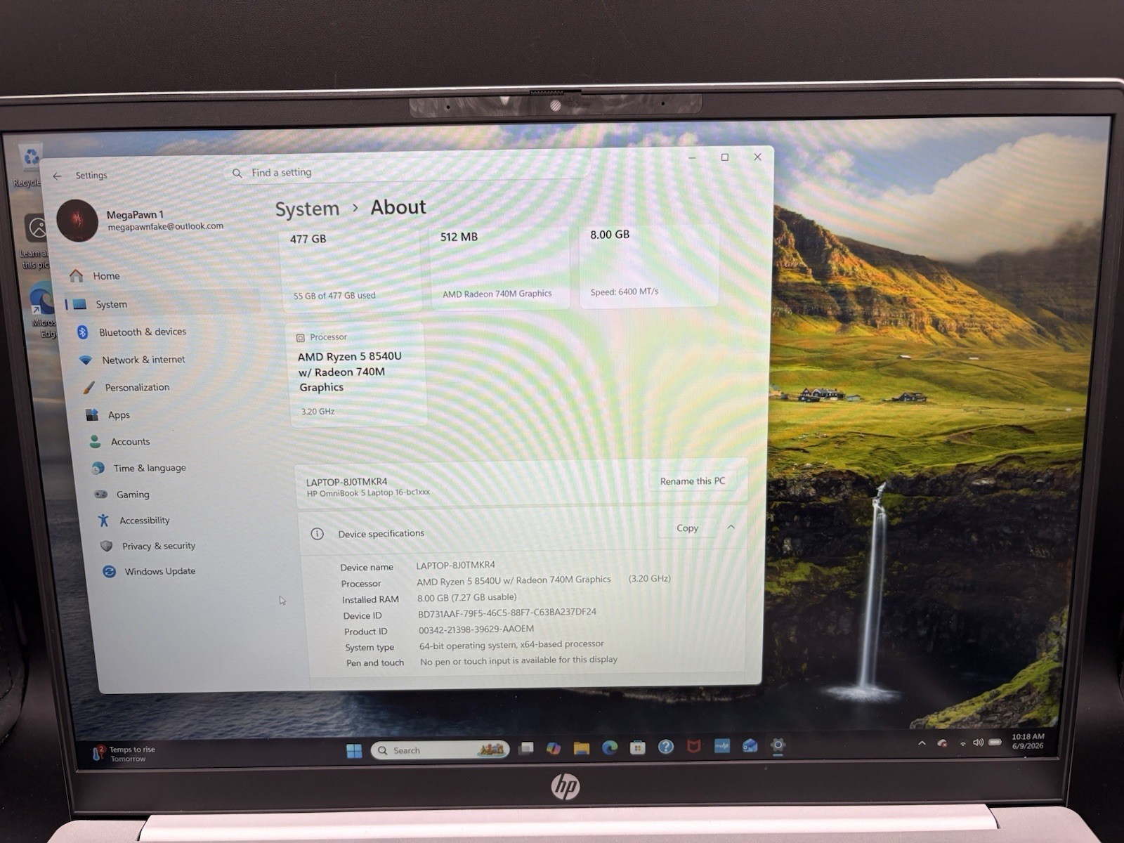 HP Omnibook 5 16 inch Windows Laptop AMD Ryzen 5-8540U AI PC 8GB RAM 512GB SSD