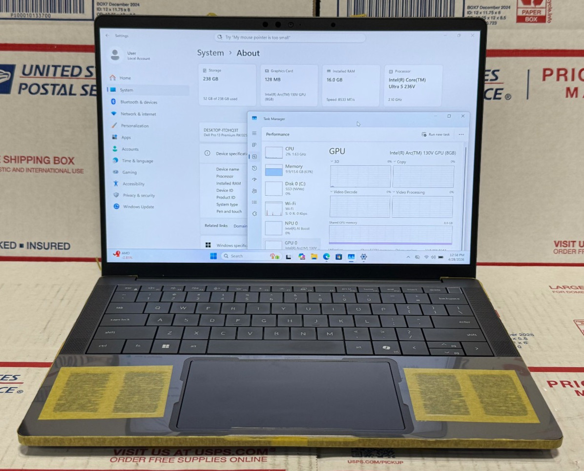 Dell Pro 13 Premium PA13250 core ultra 5 236v 2.10Ghz 16GB M2-256SSD WARRAN 2028