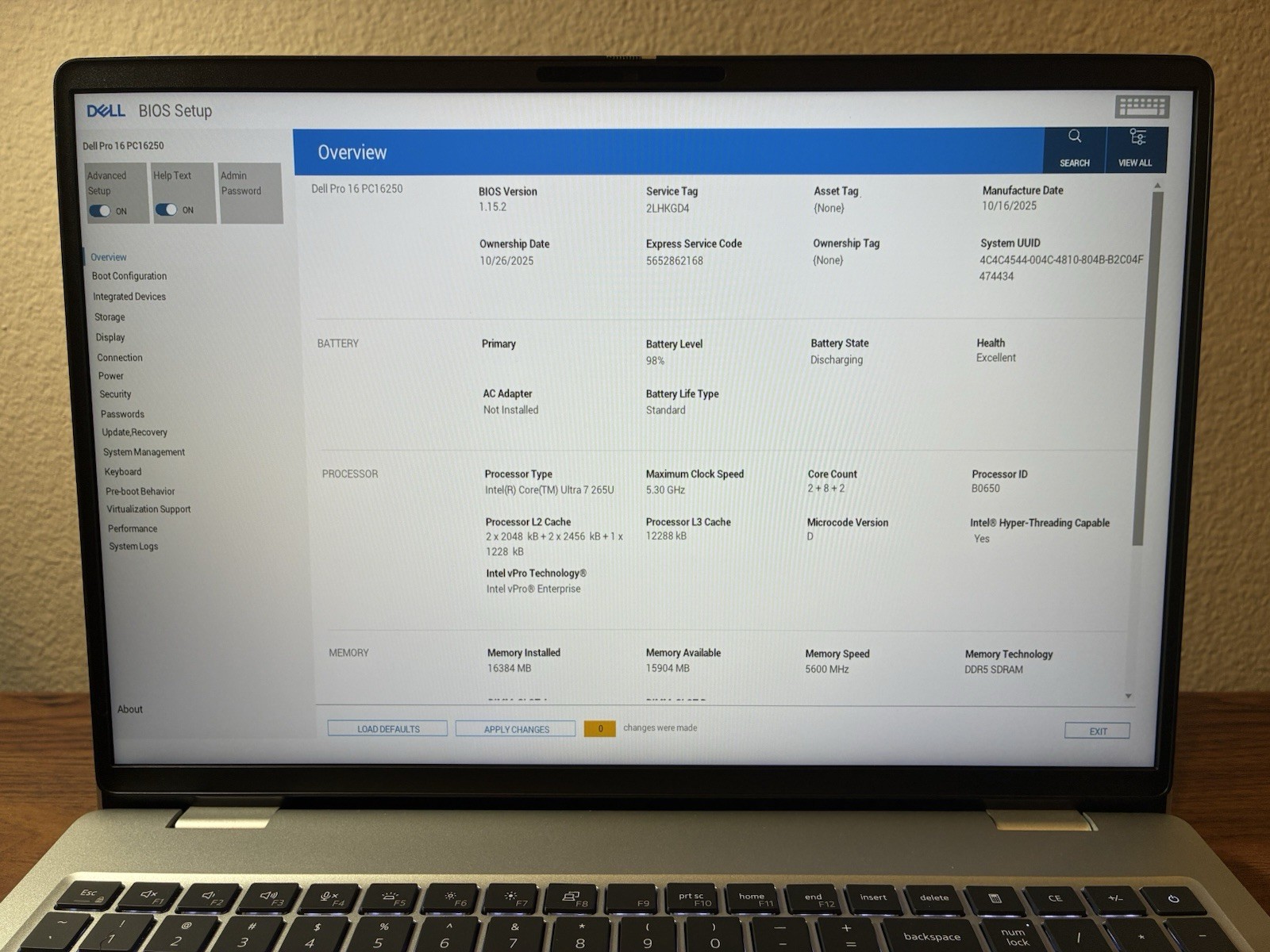 MINT Dell Pro 16 PC16250 Laptop Ultra 7 265U 16GB RAM 1TB SSD 2 Years Warranty!