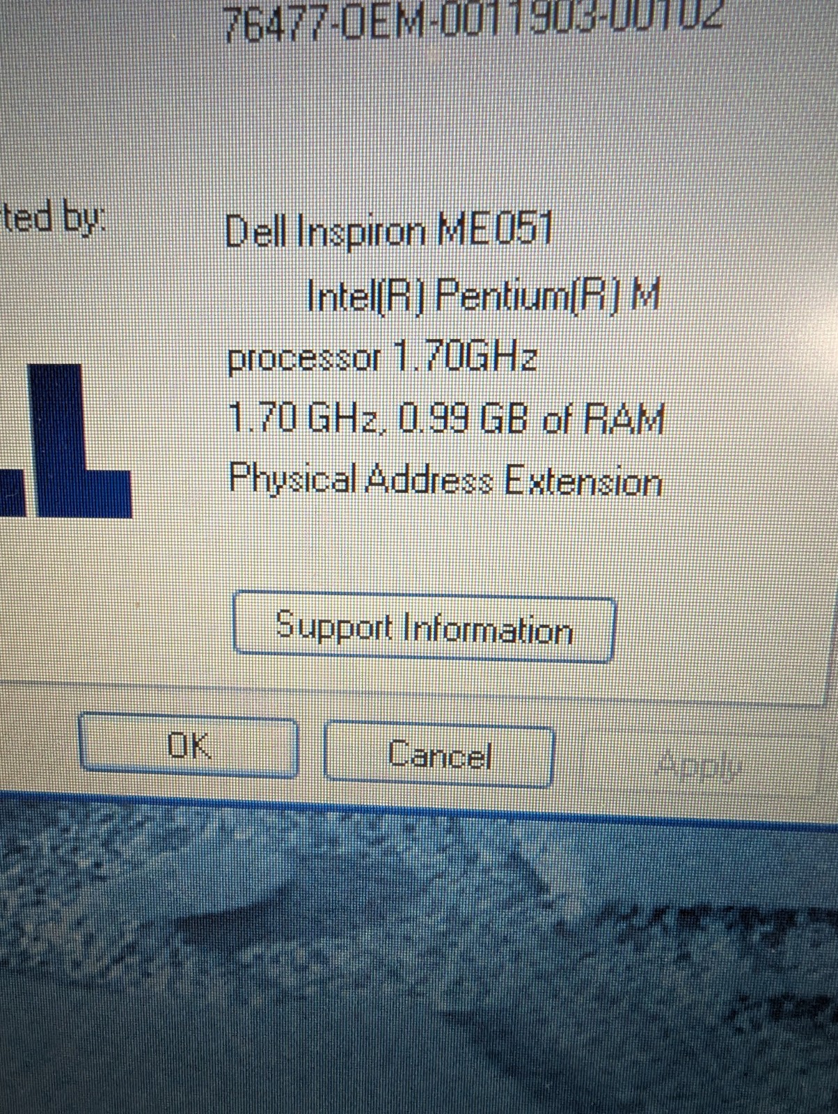 Dell Inspiron B130 Pentium M 1.70 GHz 1 GB RAM 60 GB HDD Win XP SP3 NO CORD