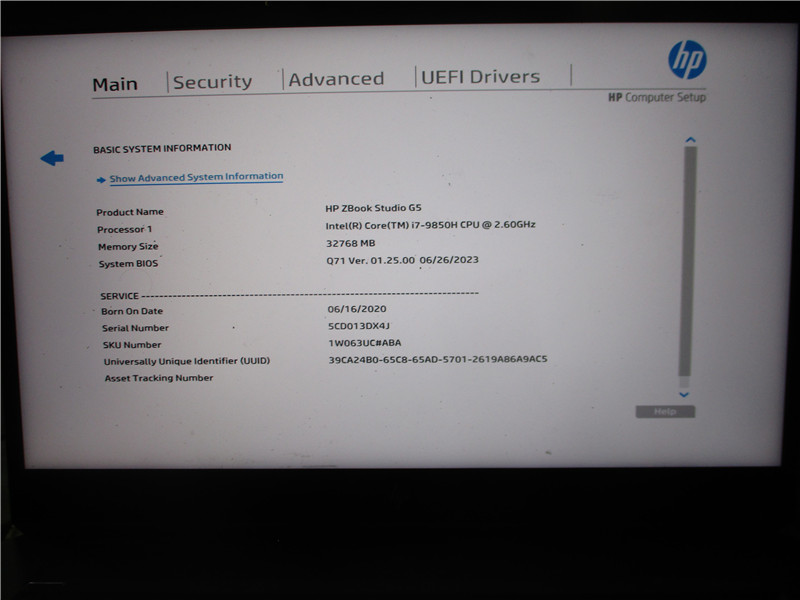 HP ZBook Studio G5 Laptop i7-9850H 2.6GHz 32GB RAM 512GB SSD Windows 10 Pro COA