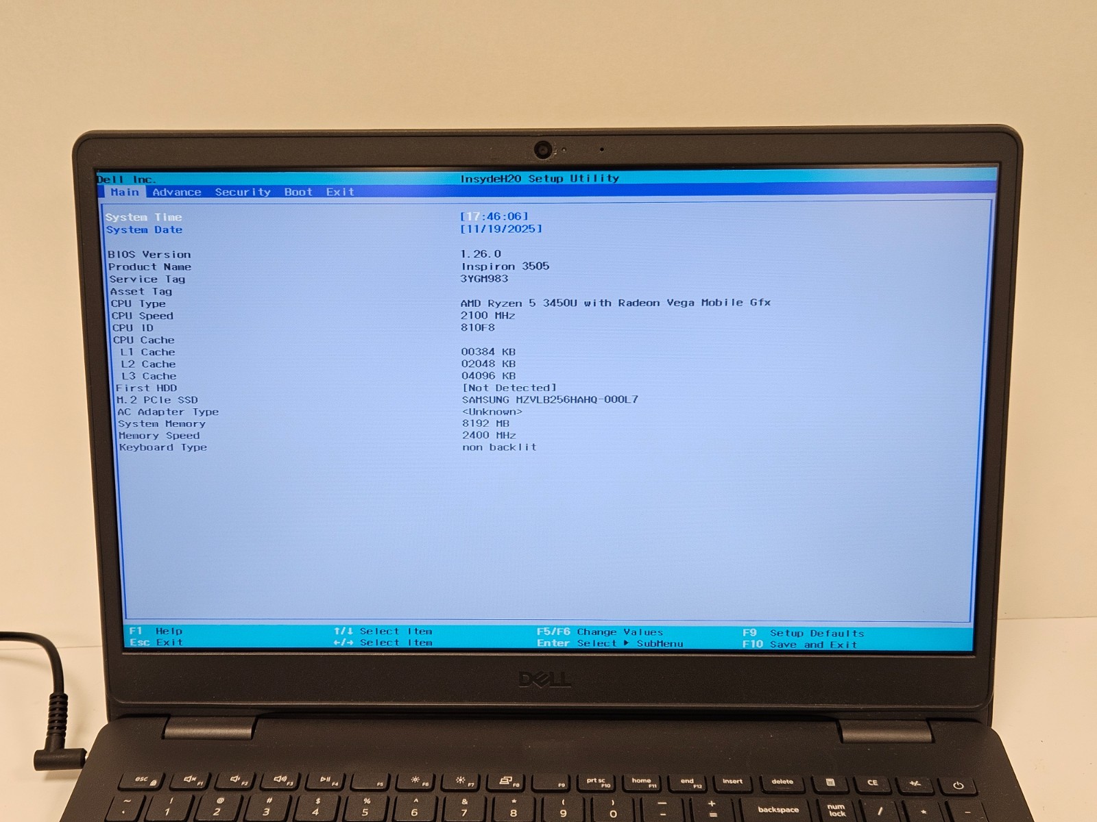 Dell Inspiron 3505 AMD RYZEN 5 3450U, 8GB RAM, 256GB NVME, WIn11 *READ #0180