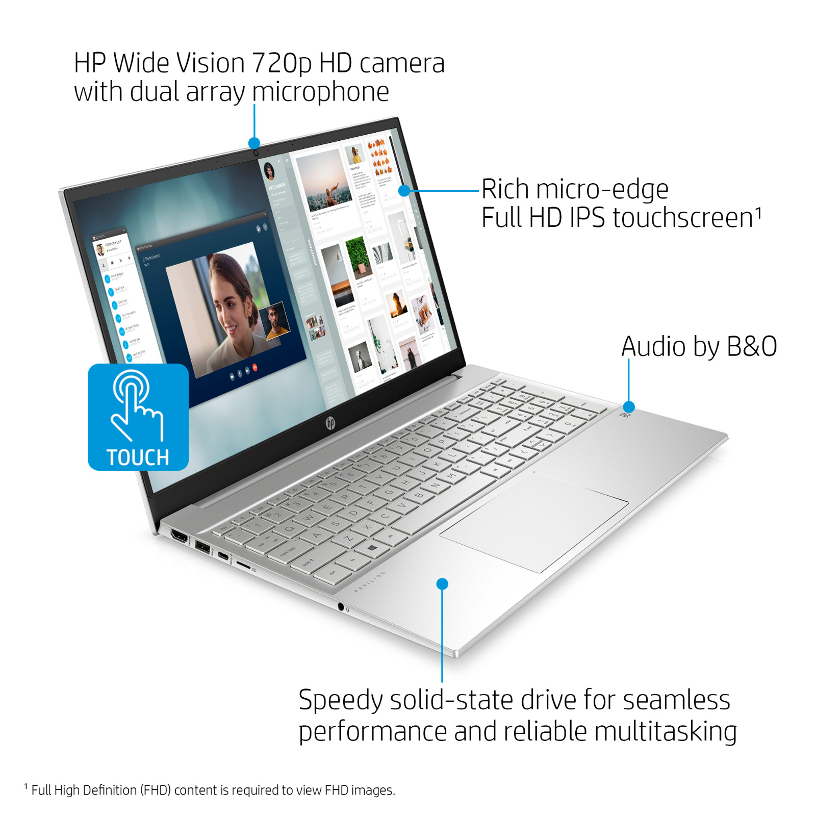 HP Pavilion Laptop 15.6″ Ryzen 7 12GB RAM & 256GB SSD Touch Backlit Office 2024