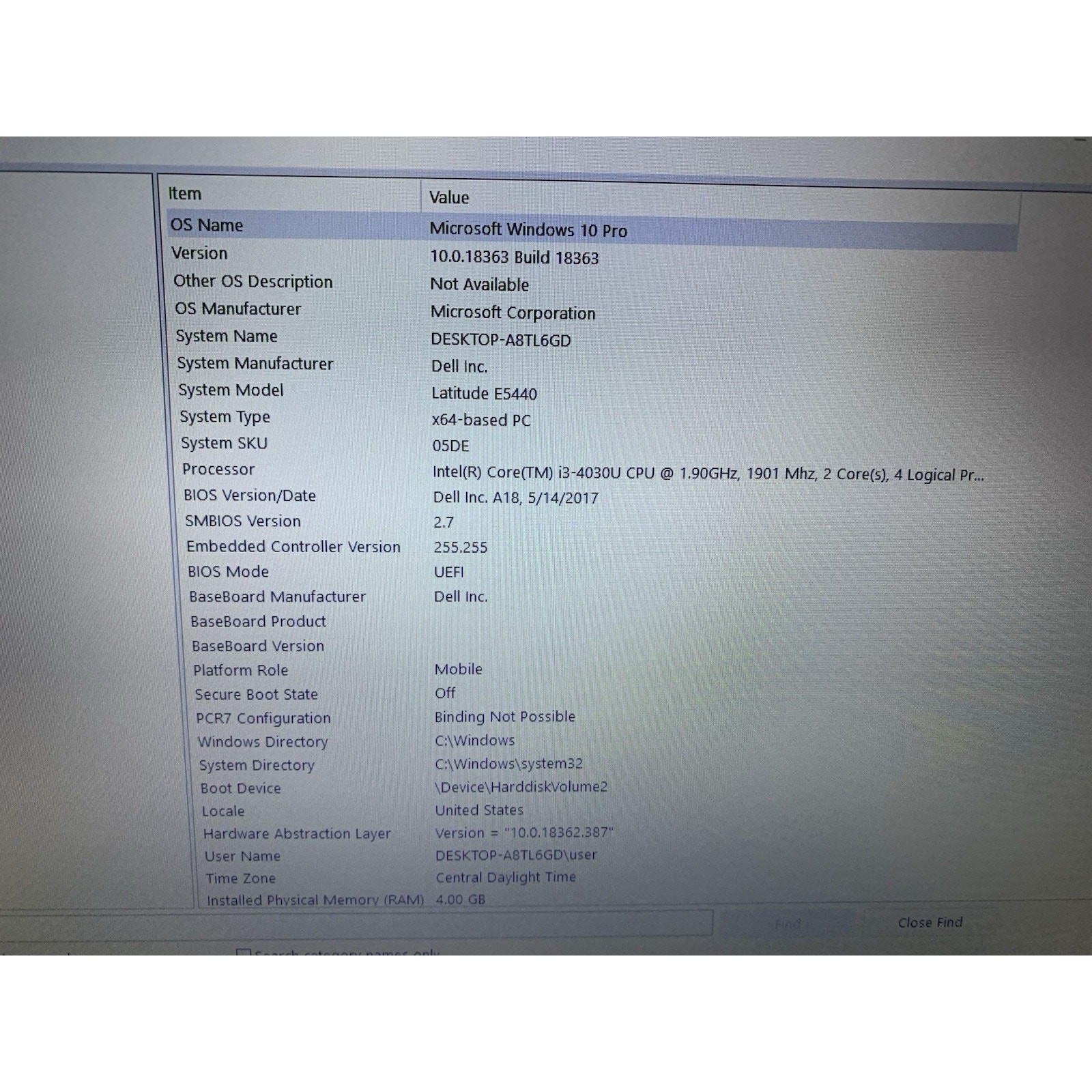 DELL LATITUDE E5440 /i3-4030U 1.9GHz 120GB SSD 4GB RAM Windows 10 Pro