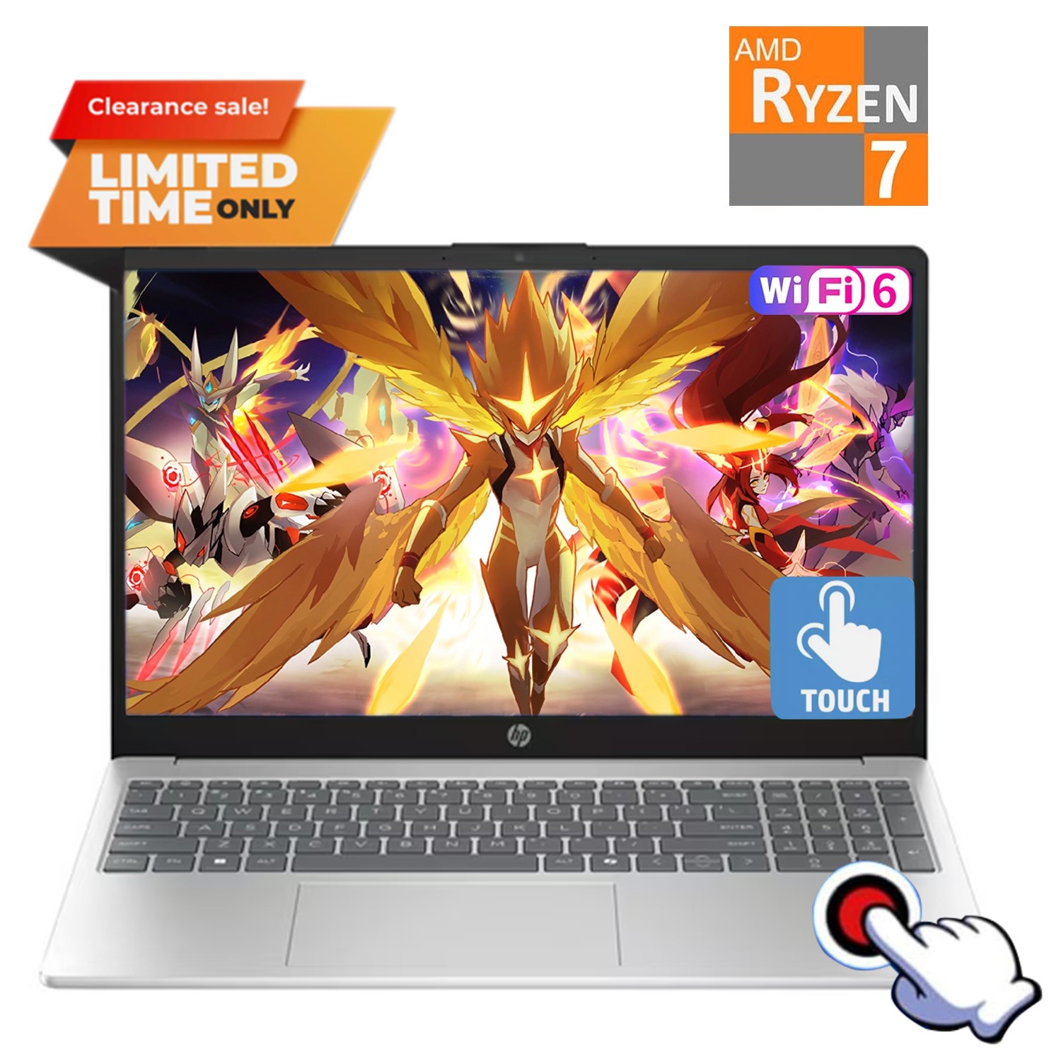 2025 HP 15 15.6″ Touch Laptop，AMD Ryzen 7 7730U 32GB RAM 512GB SSD
