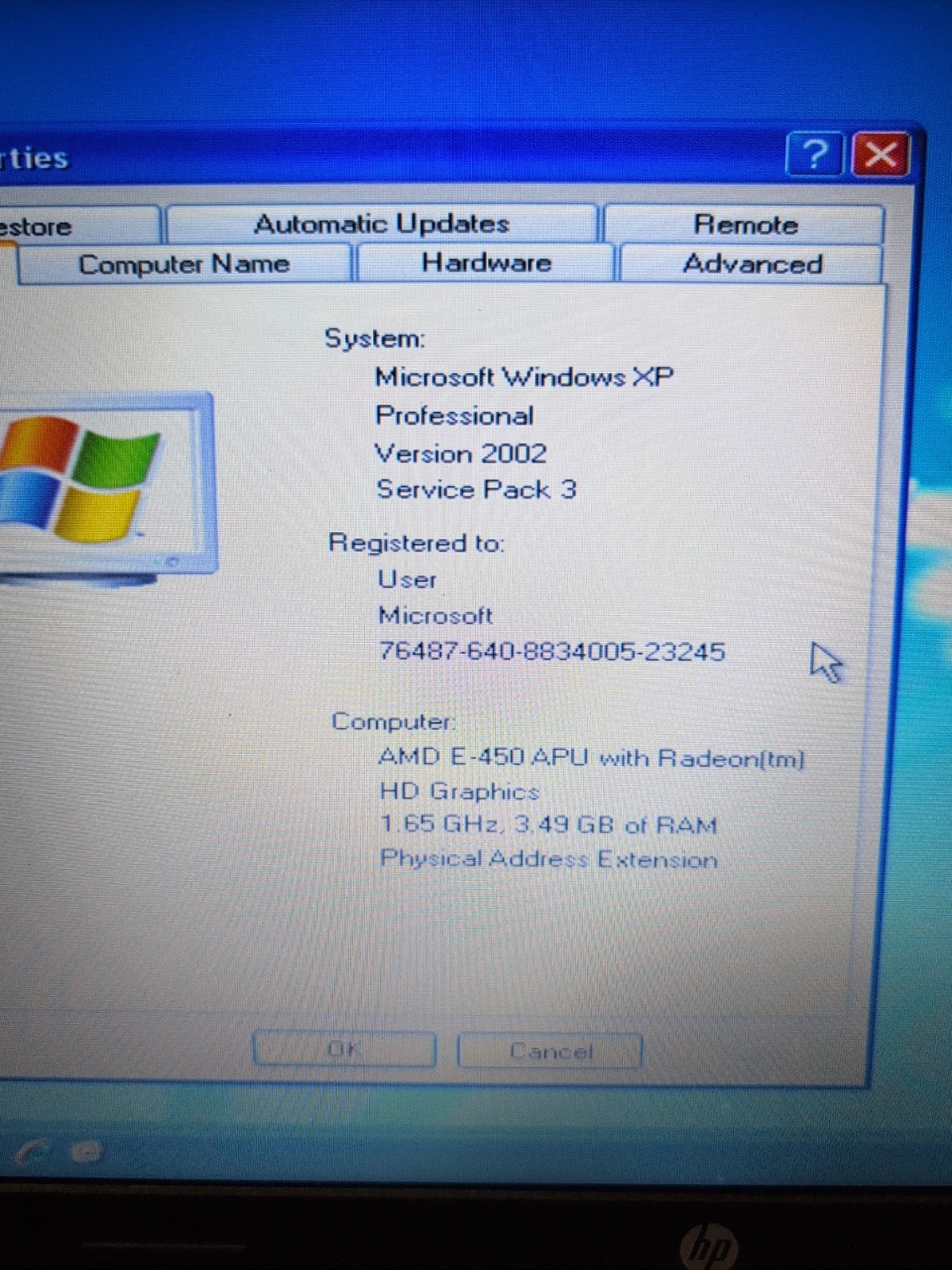 HP PAVILION G6 15.6″ Laptop – AMD E-450 APU/4GB RAM/250GB HDD/ Win XP (*READ) –