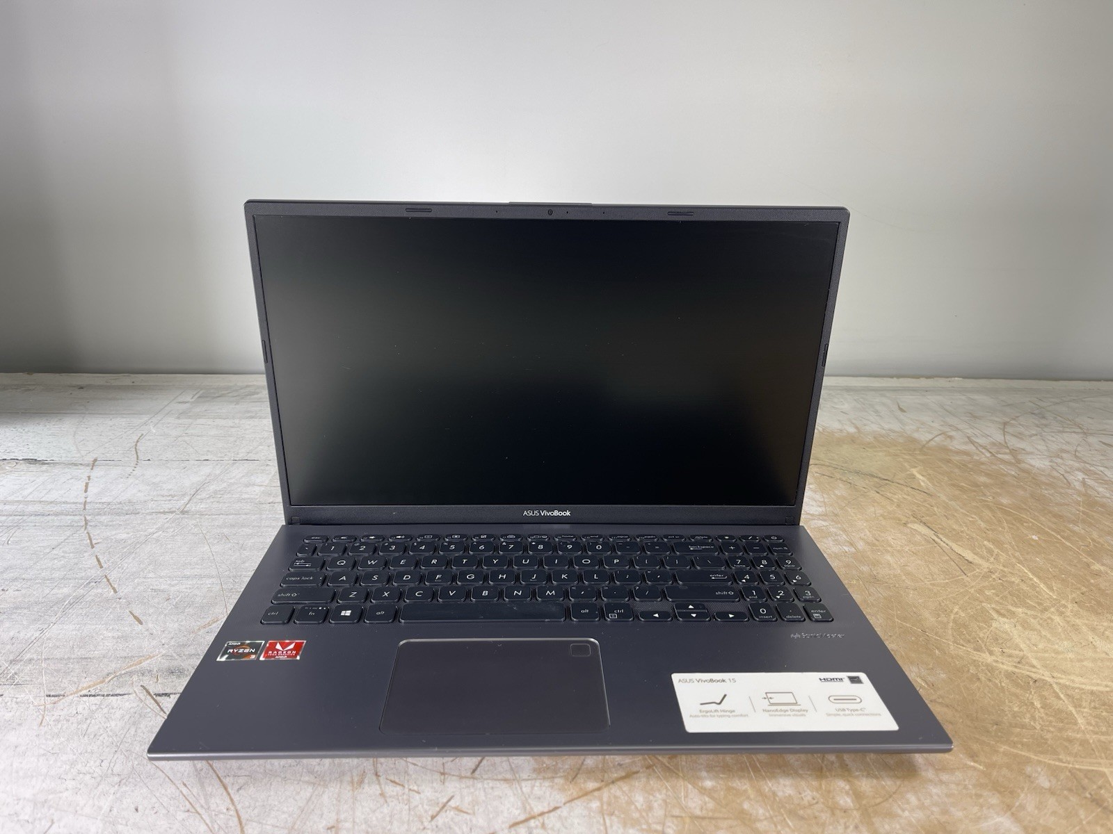 ASUS VIVOBOOK F512D RYZEN 3 3200U @ 2.60GHz, 16GB RAM, NO HDD/OS – (FOR PARTS)