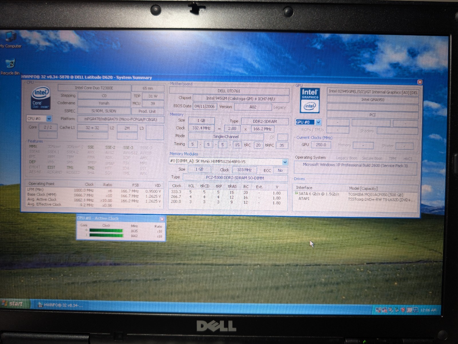 DELL LATITUDE D620 | CD 1GB RAM 500GB HDD | DVD-RW Win XP 32-Bit Serial Port