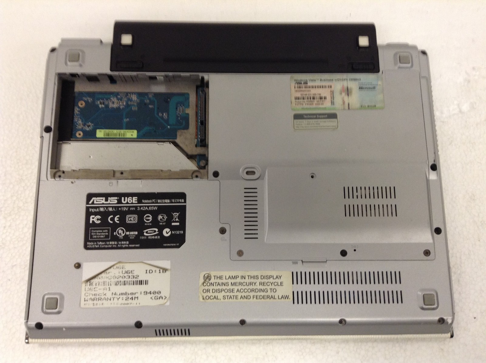 ASUS U6E Laptop 12″ Core 2 Duo T7500 2.20GHz 2GB Ram, NO HDD, WORKING FREE SHIP