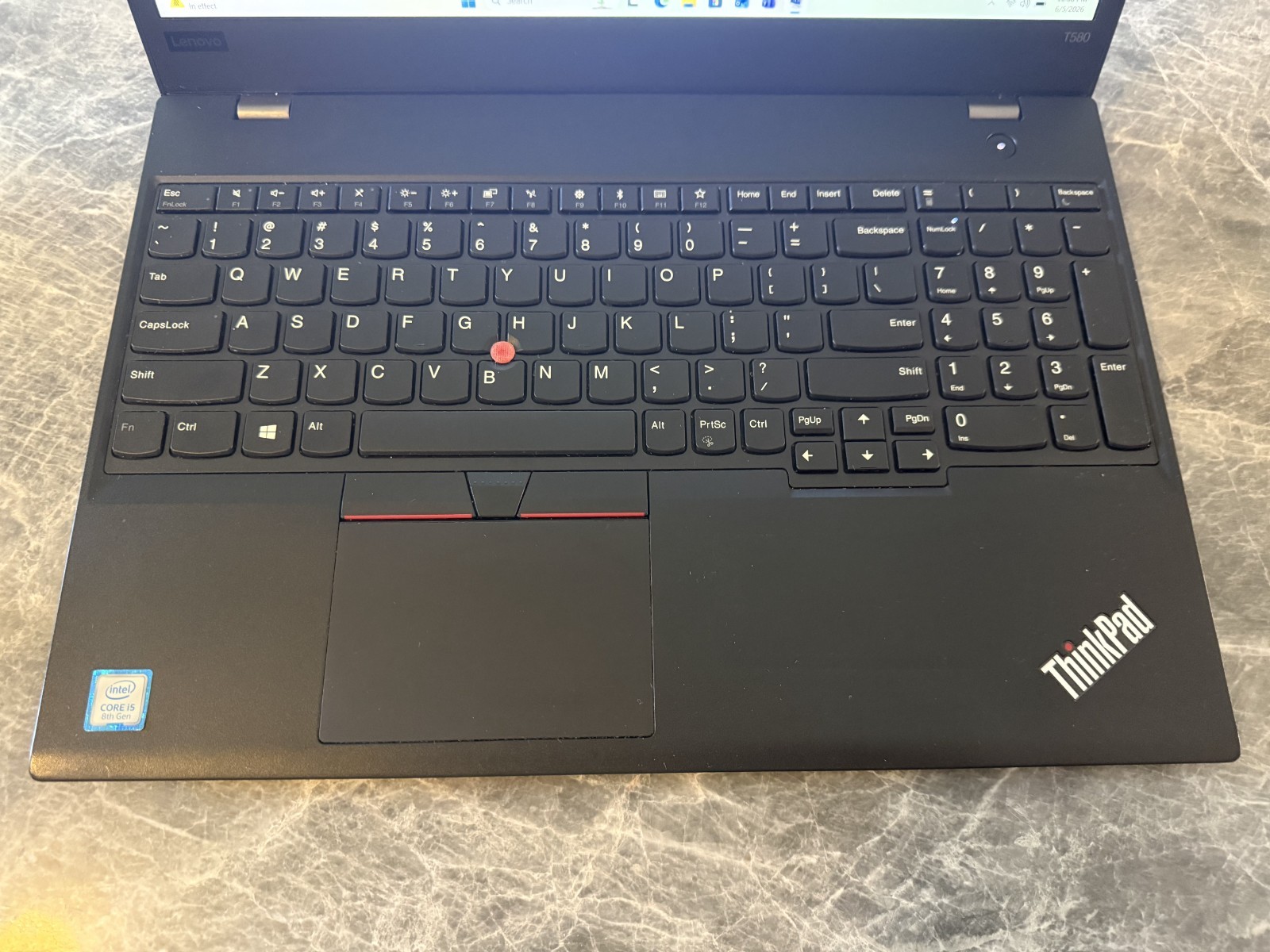 Lenovo ThinkPad T580 Intel i5-8250U 8GB RAM 240GB NVMe 15.6″ FHD Win 11 Pro