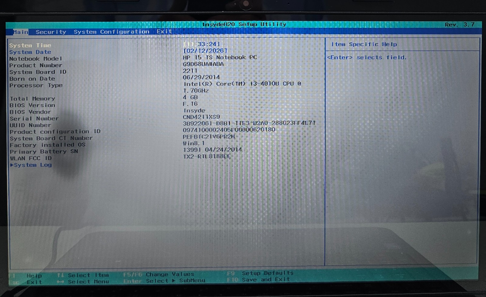 HP 15 TS 15-r015dx Laptop Intel Core i3-4010U 4GB Ram NO HD/OS (FL)