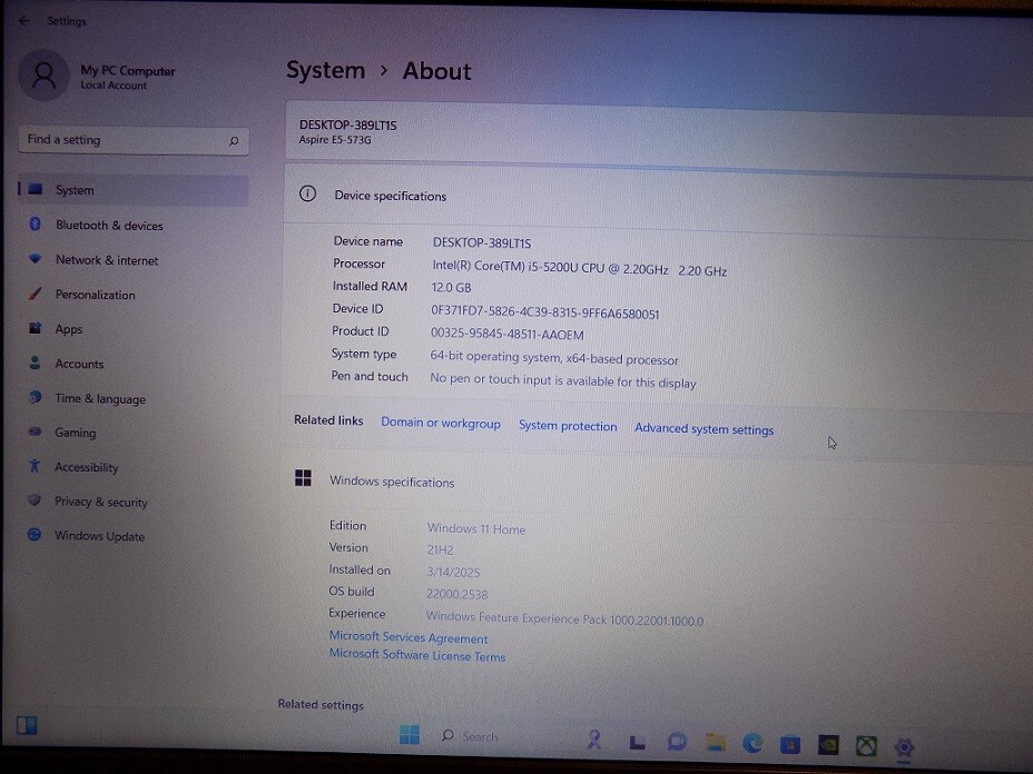 Acer Aspire E15 E5-573G-52G3 15.6″ 1TB +256GB 12GB Win11 *Gaming Laptop Computer
