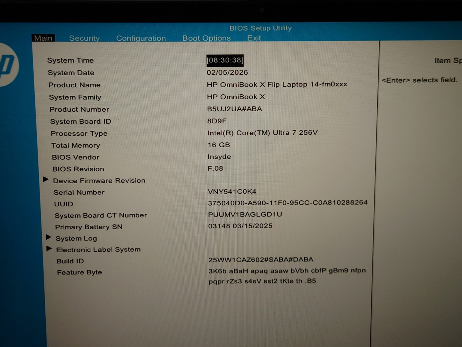 HP OmniBook X Flip 2-in-1 14-fm0023dx 14″ FHD+ Ultra 7 256V 16GB RAM No OS/SSD