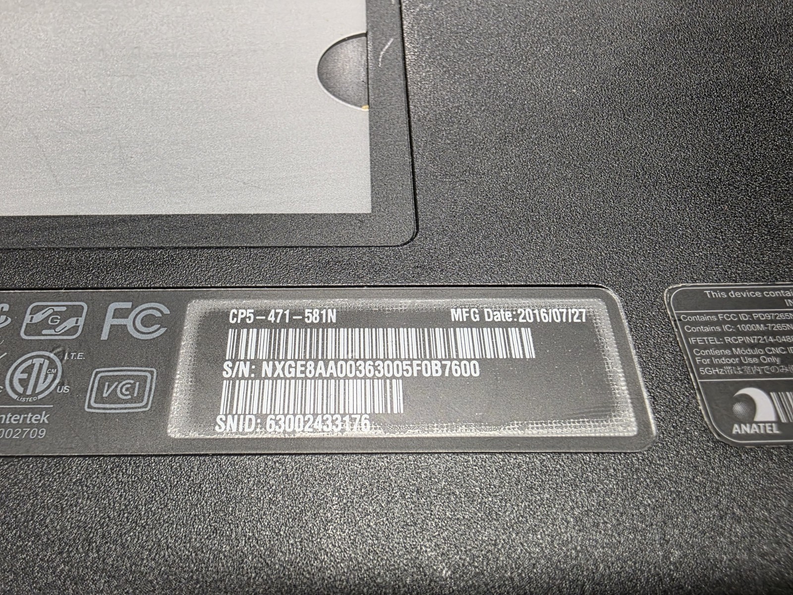 Acer Chromebook 14 N15Q13 i5 6200U 8GB RAM 32GB SSD 1080P LCD CP5-471-581N