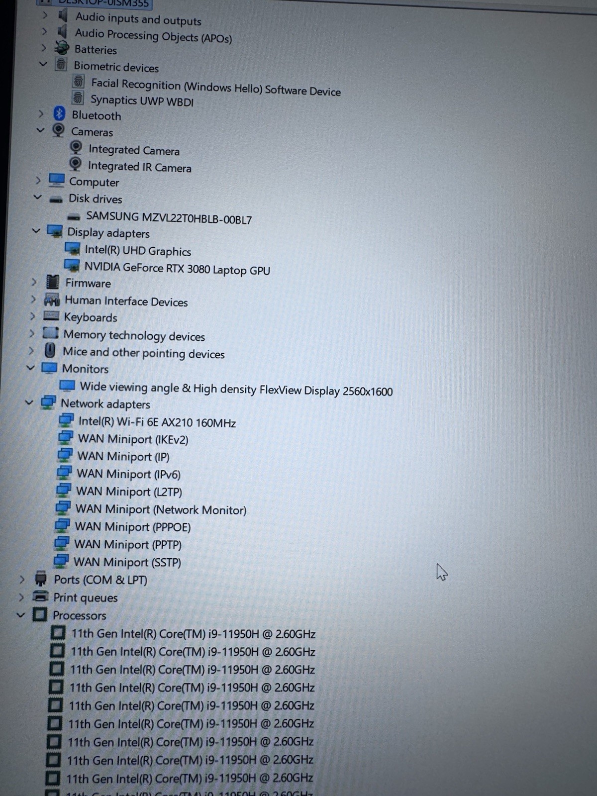 Lenovo ThinkPad P1 Gen 4 i9-11950H 2TB SSD 32GB MEM RTX 3080 16GB Win11Pro WQXGA