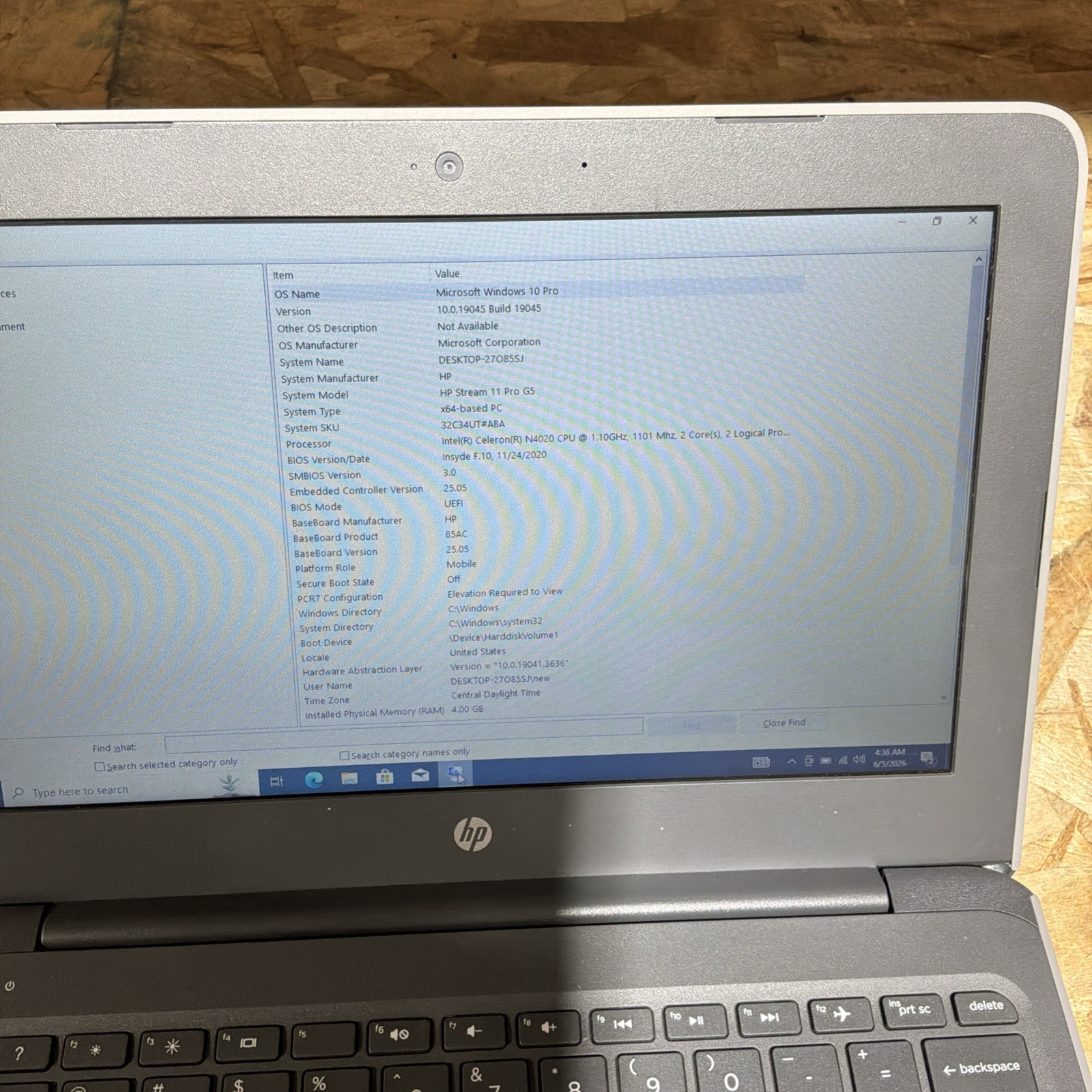 HP Stream 11 G5 Laptop 11.6 Inch Win 10 Intel Celeron N4020 4GB RAM 64GB C451