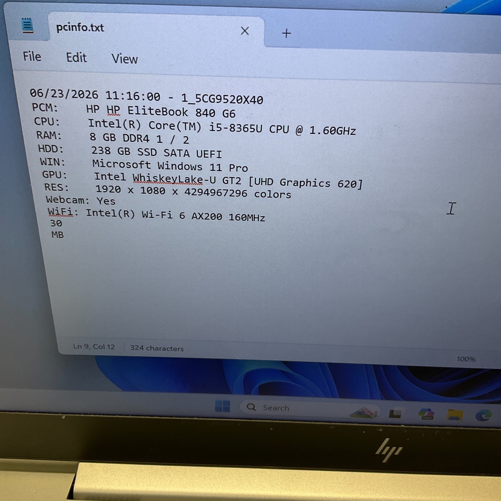 HP EliteBook 840 G6 i5-8365U 1.6GHz 256GB SSD 8GB DDR4 Windows 11 Pro Laptop