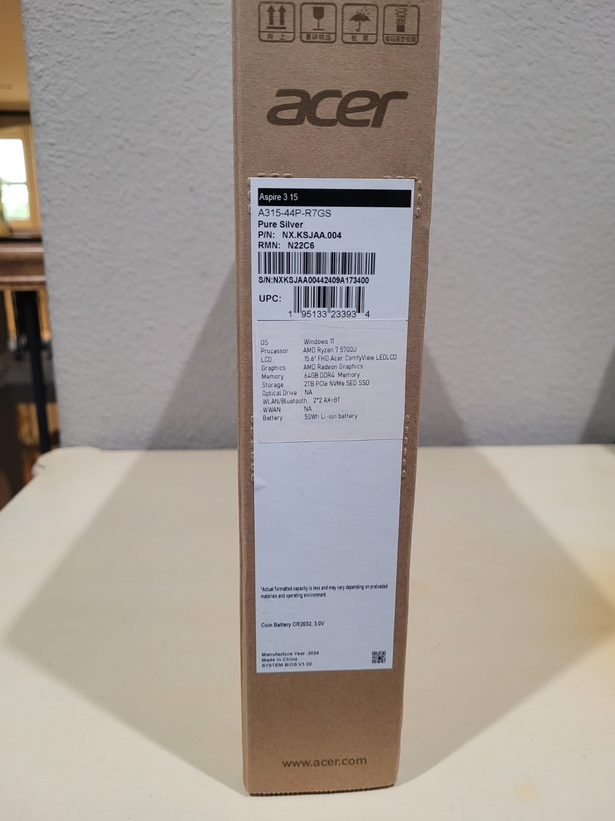 Acer Aspire 3 15 15.6″ FHD AMD Ryzen 7 5700U (8-Core) 2TB NVMe SSD 64GB RAM W11P