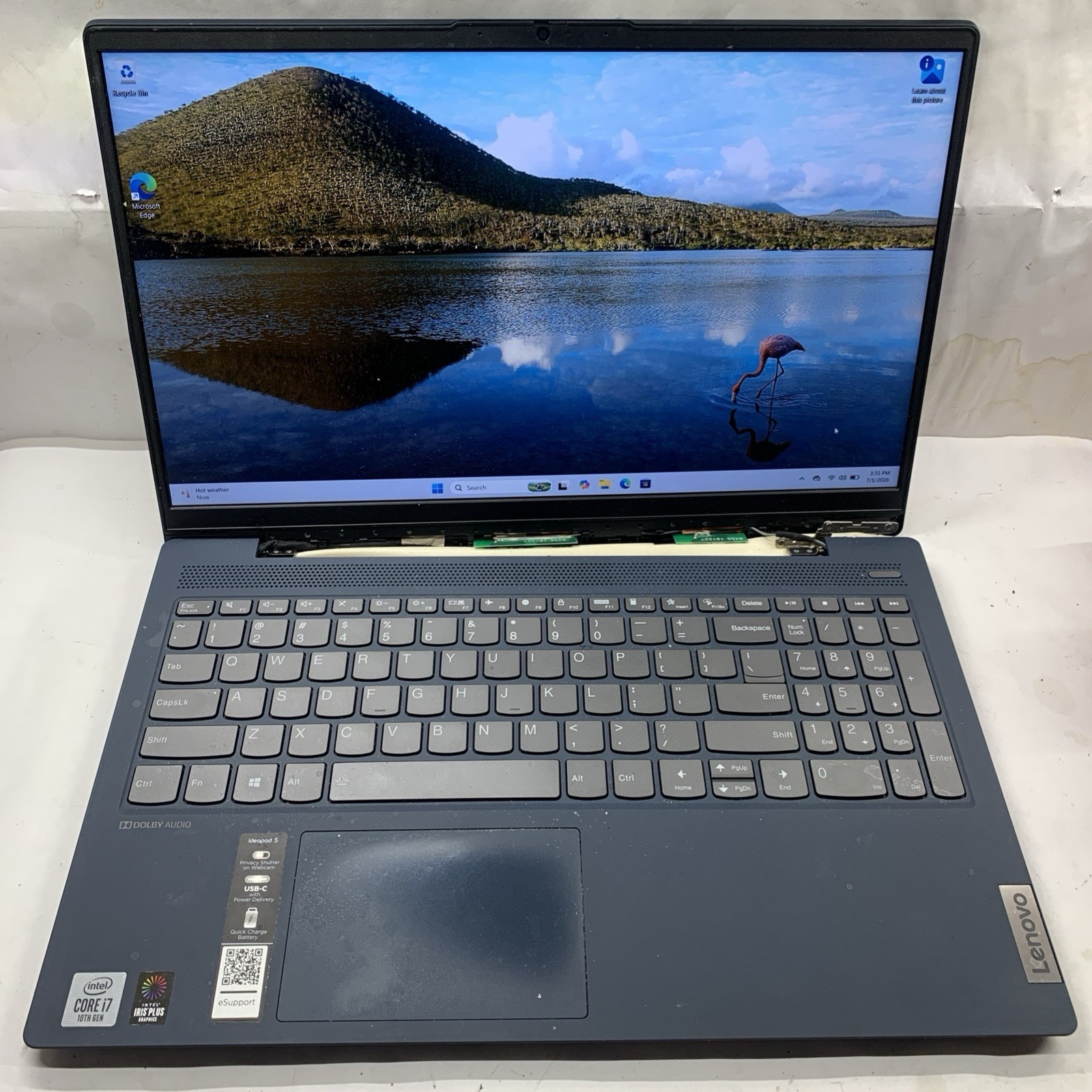 Lenovo IdeaPad 5 15iiL05 Touch i7-1065G7 1.3GHz 12GB 512GB SSD WIN 11 Iris+ READ