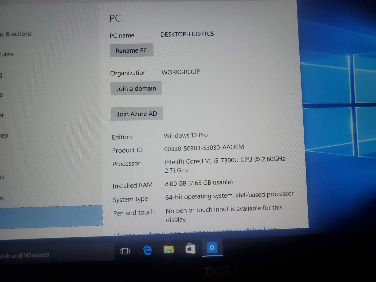 Dell Latitude 7480 Intel i5-7300U @ 2.60GHZ 8GB 120GB SSD