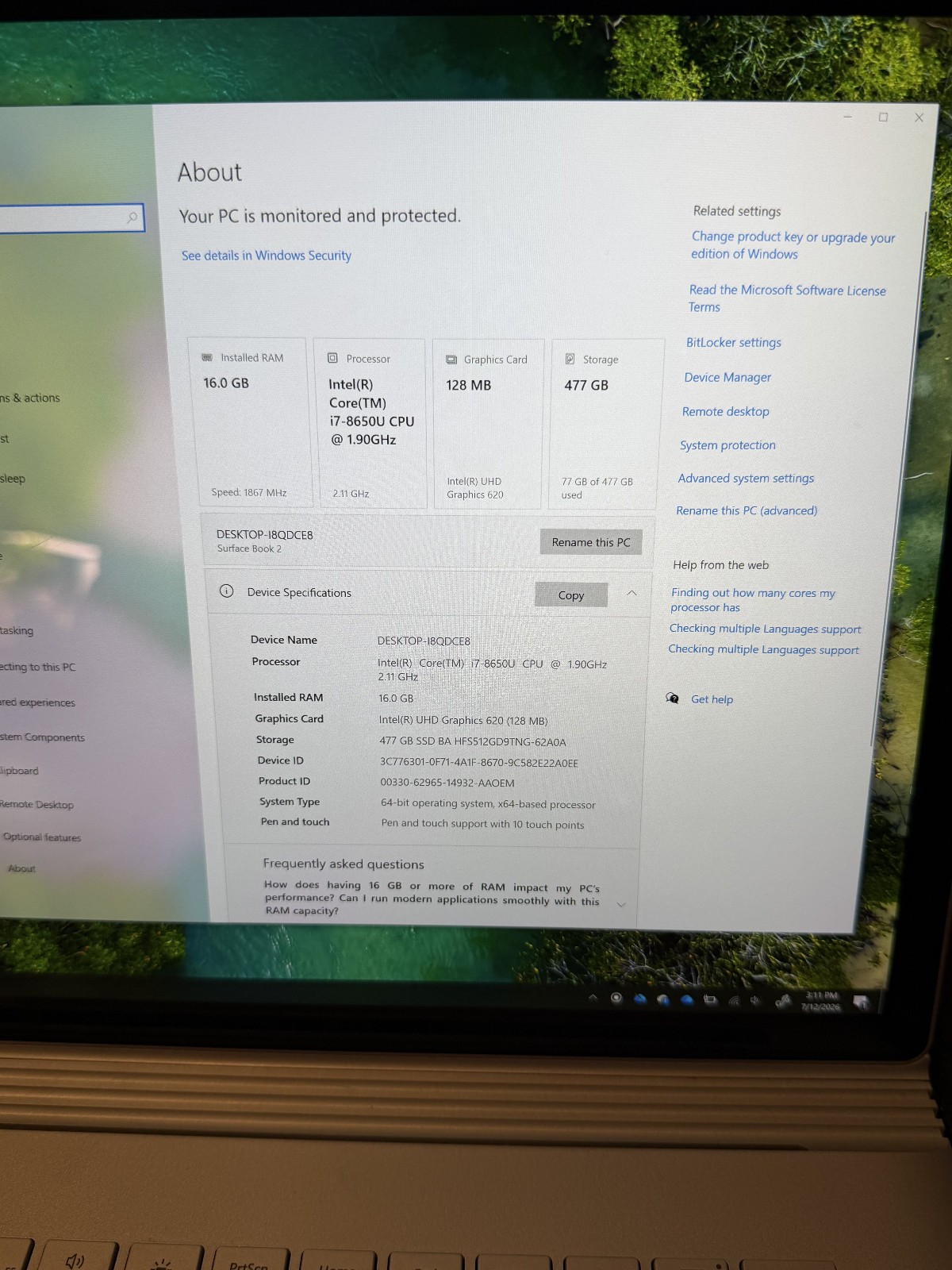 Microsoft Surface Book 2 i7 16GB RAM 512GB SSD