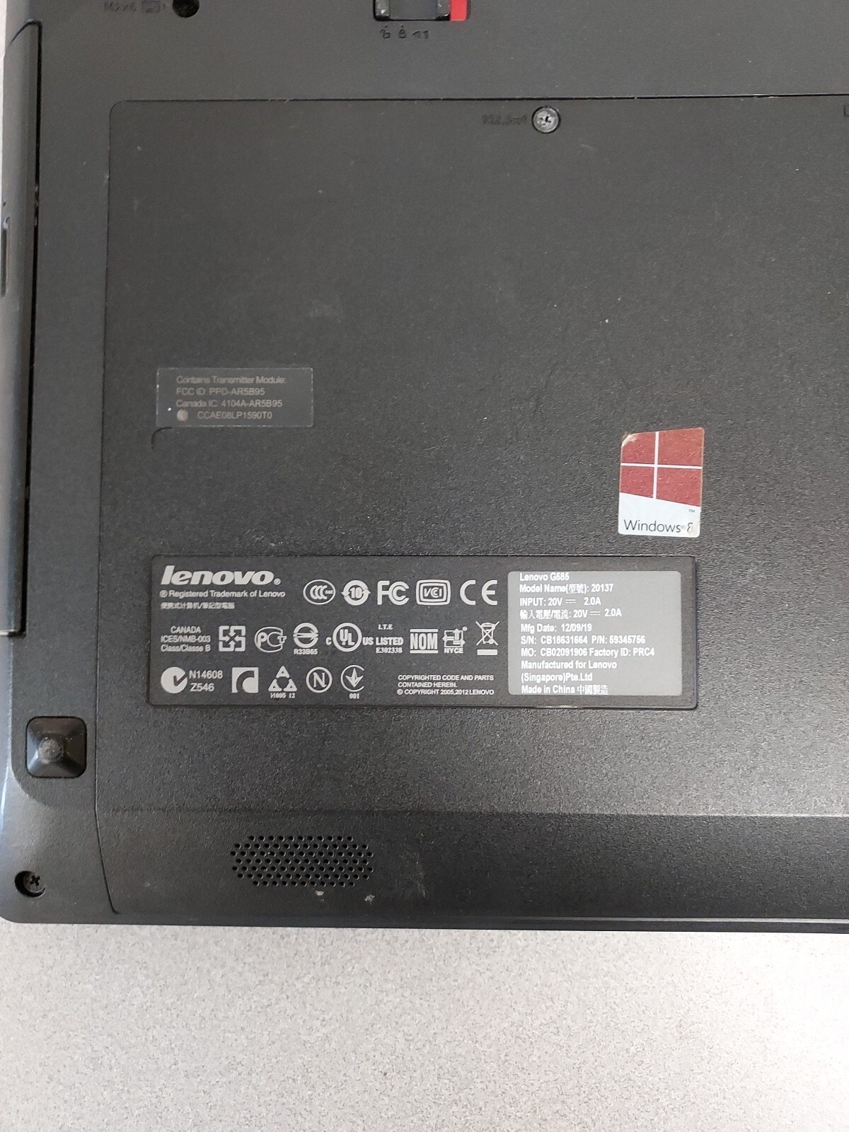 Lenovo G585 Laptop – AMD E-300 – 2GB RAM – 500GB HDD – WIN 10 HOME – BAD BATT