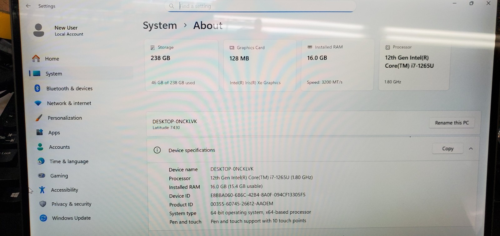 Dell Latitude 7430 Laptop Intel Core i7-12th Gen 16GB RAM 256GB SSD W11P Touch