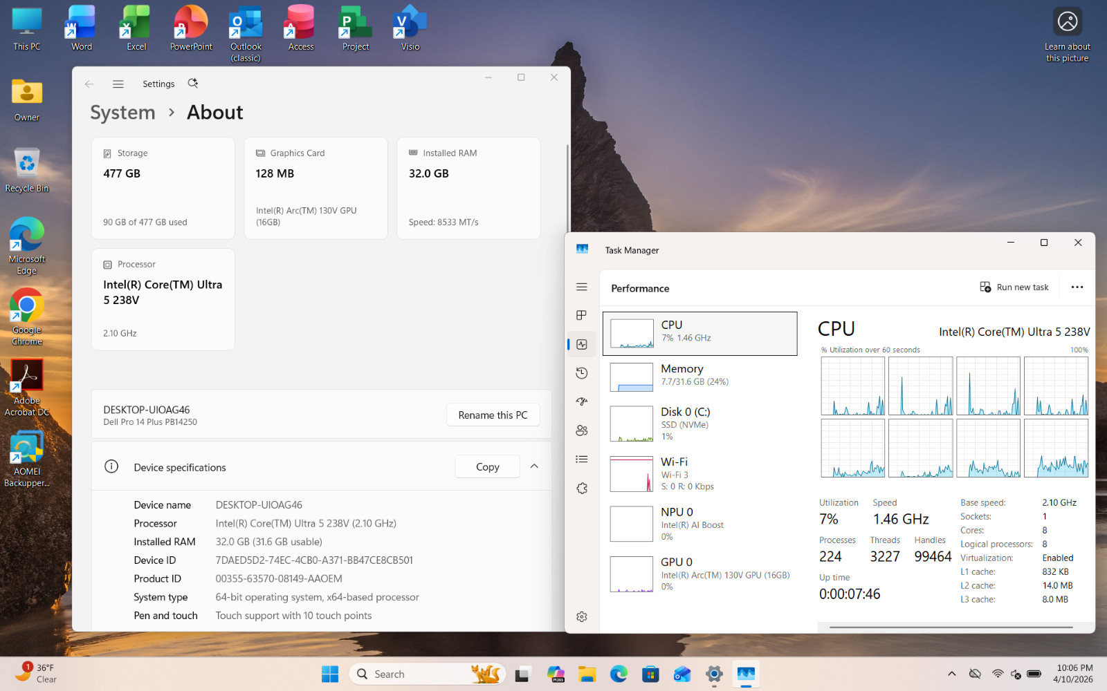Dell Pro 14 Plus PB14250 Ultra 5 32GB RAM 512GB SSD – WIN11P – New Wtty 11/2028