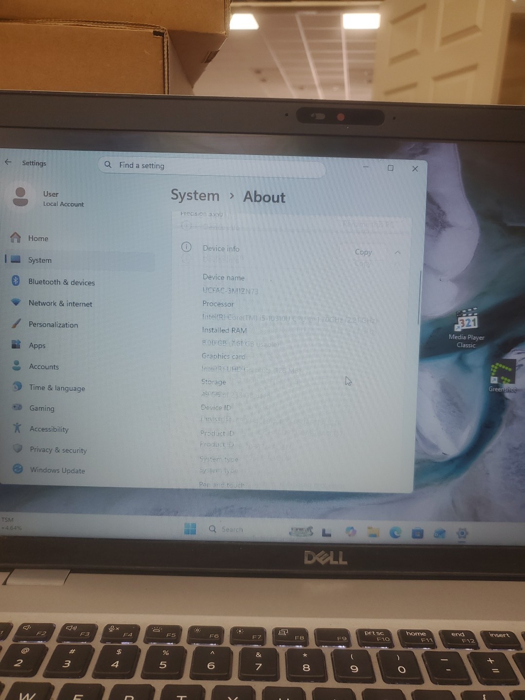 Dell Precision 3550 Laptop – i5-10310U 8GB 256GB SSD 15.6″ 051426-1