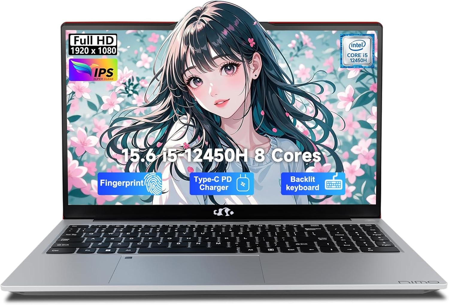 NIMO 15.6″ FHD lPS-Business-Laptop, 8 Cores i5-12450H 8GB RAM 256GB SSD