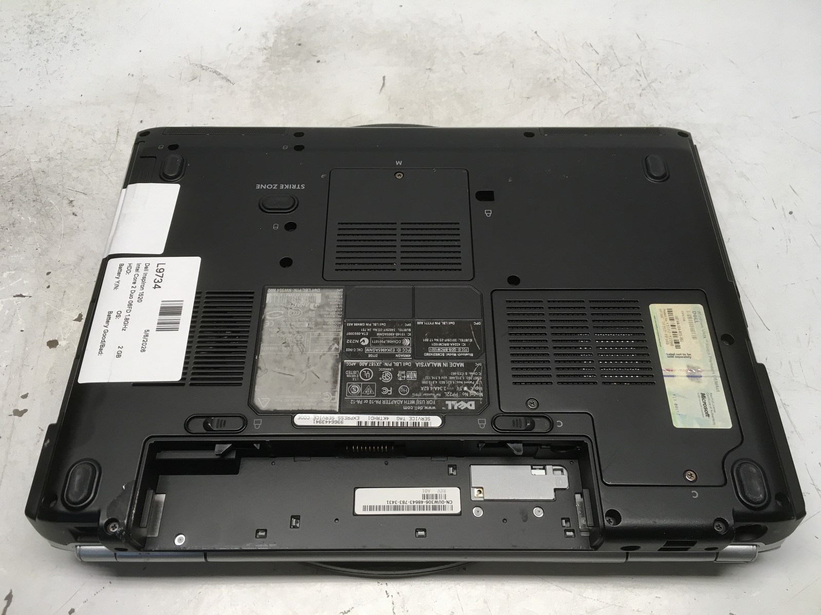 Dell Inspiron 1520 Intel Core 2 Duo 06FD 1.8GHz 2 GB NO HDD No Batt