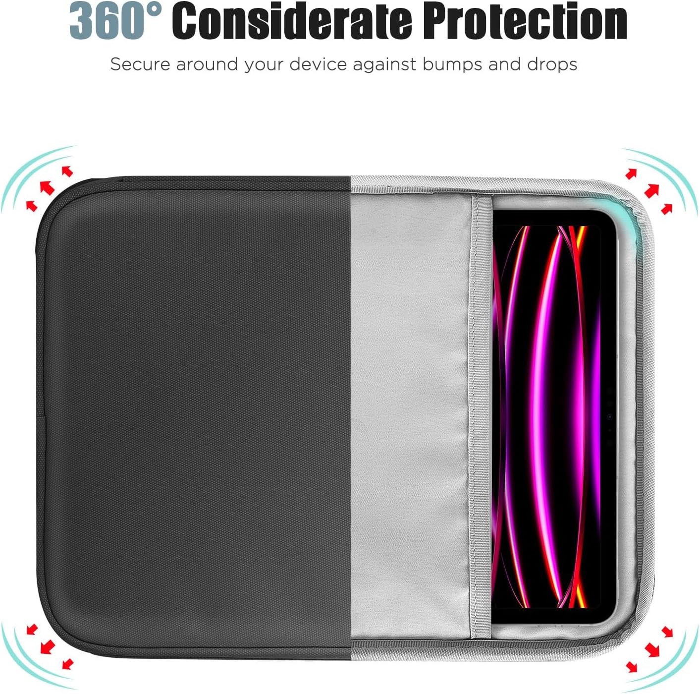 13 Inch Tablet Sleeve with Pocket for iPad Air 13″ M3 2025, iPad Pro 13″/12.9″
