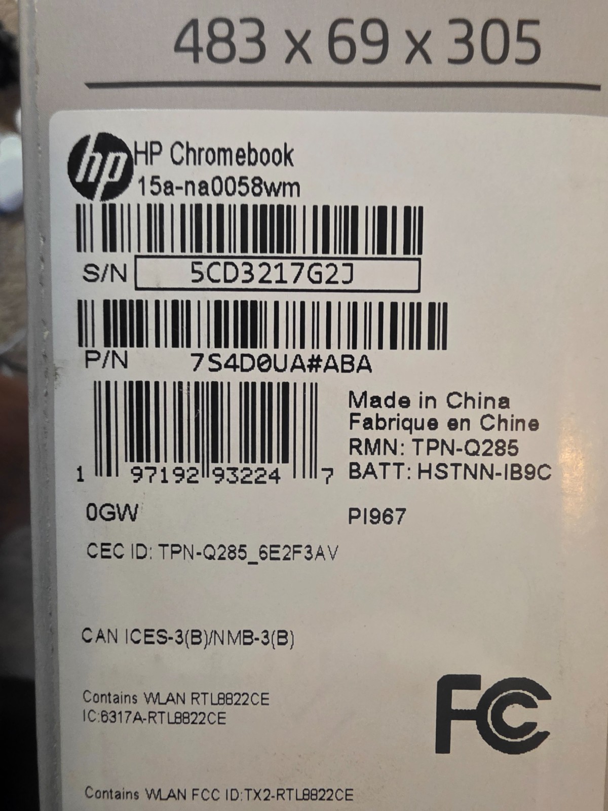 HP 15.6″ Chromebook Intel Pentium Silver N6000 8GB RAM 128GB eMMC 15a-na0058wm