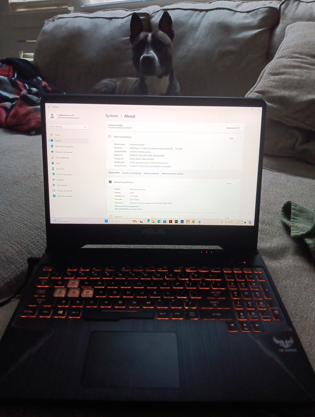 ASUS TUF FX505GD 15.6 inch (512GB, Intel Core i7 9th Gen., 2.6GHz, 8GB)…