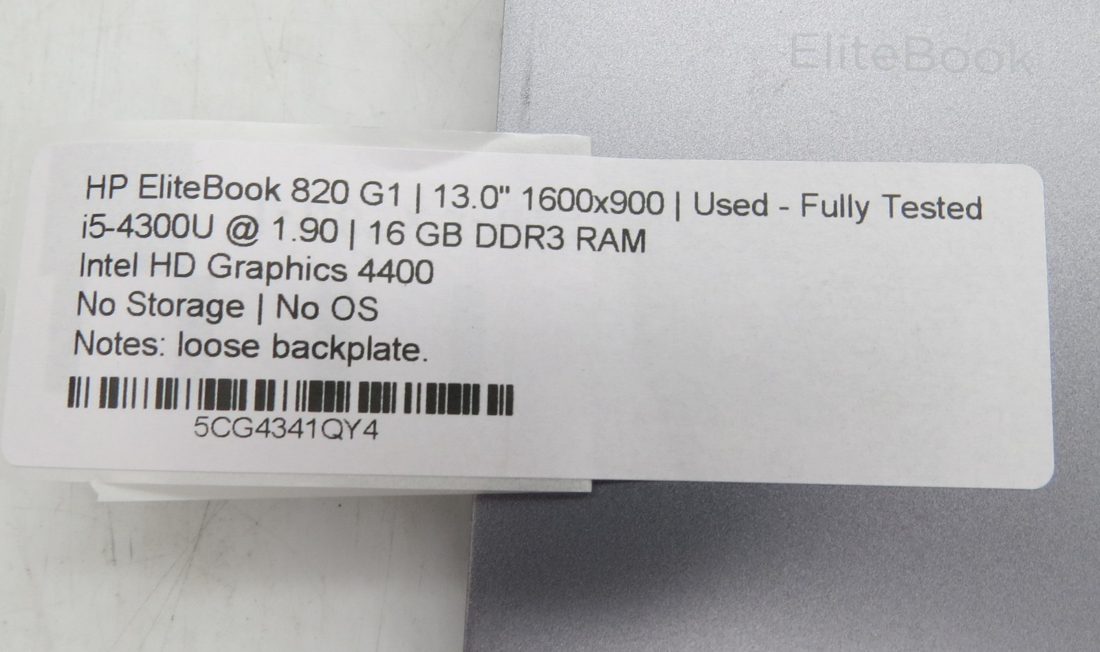 HP EliteBook 820 G1 _ i5-4300U @1.9 _ 16GB RAM _ No SSD / OS