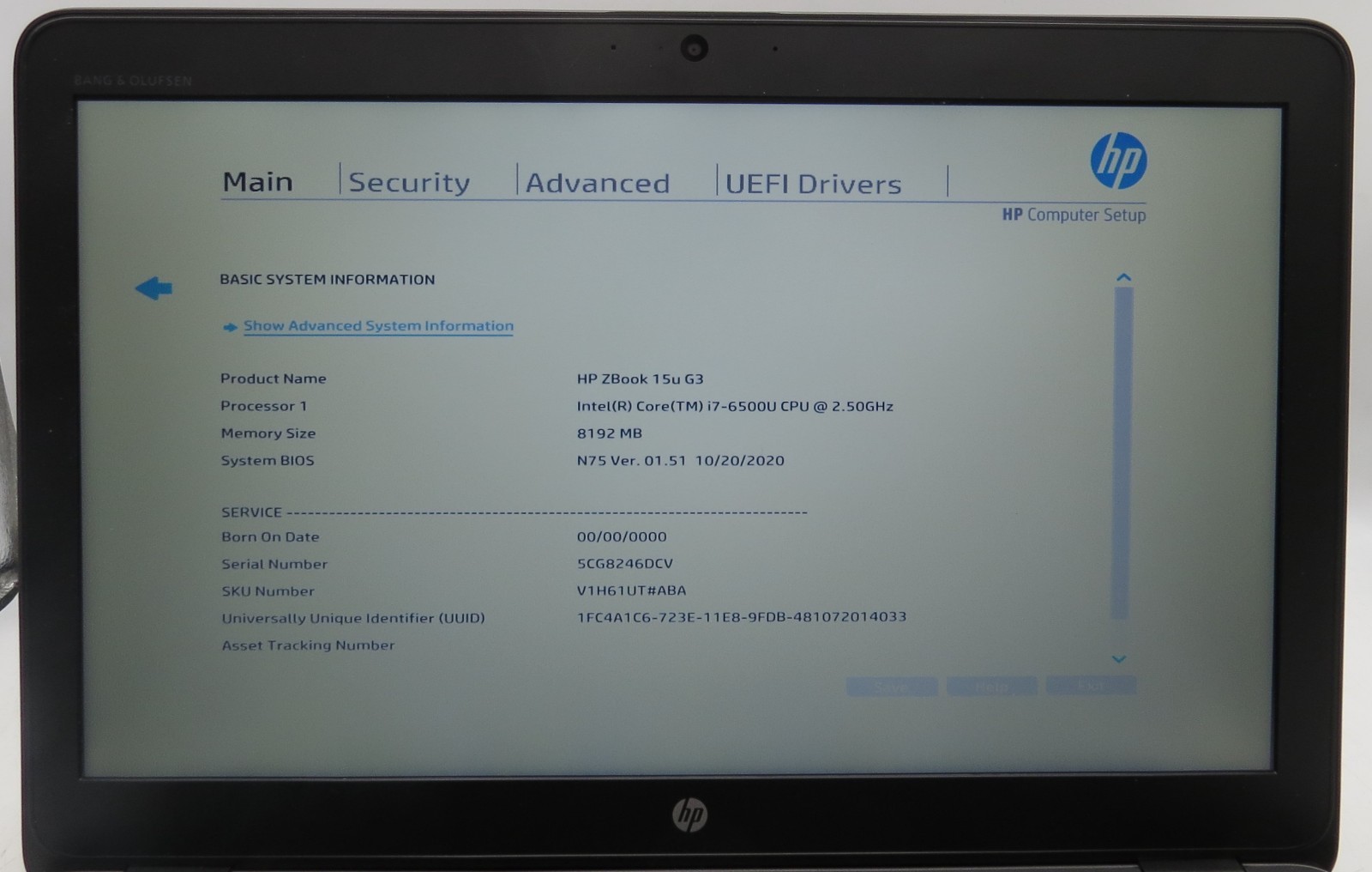 HP ZBook 15u G3 | 15.6″ | i7-6500U @2.50GHz | 8GB RAM | 480GB SSD | No OS