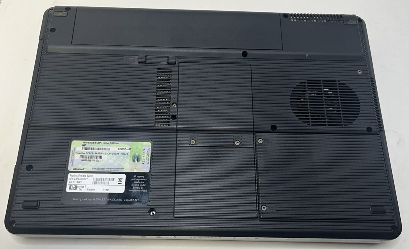 Compaq Presario V2000 Laptop Untested No Power Cord
